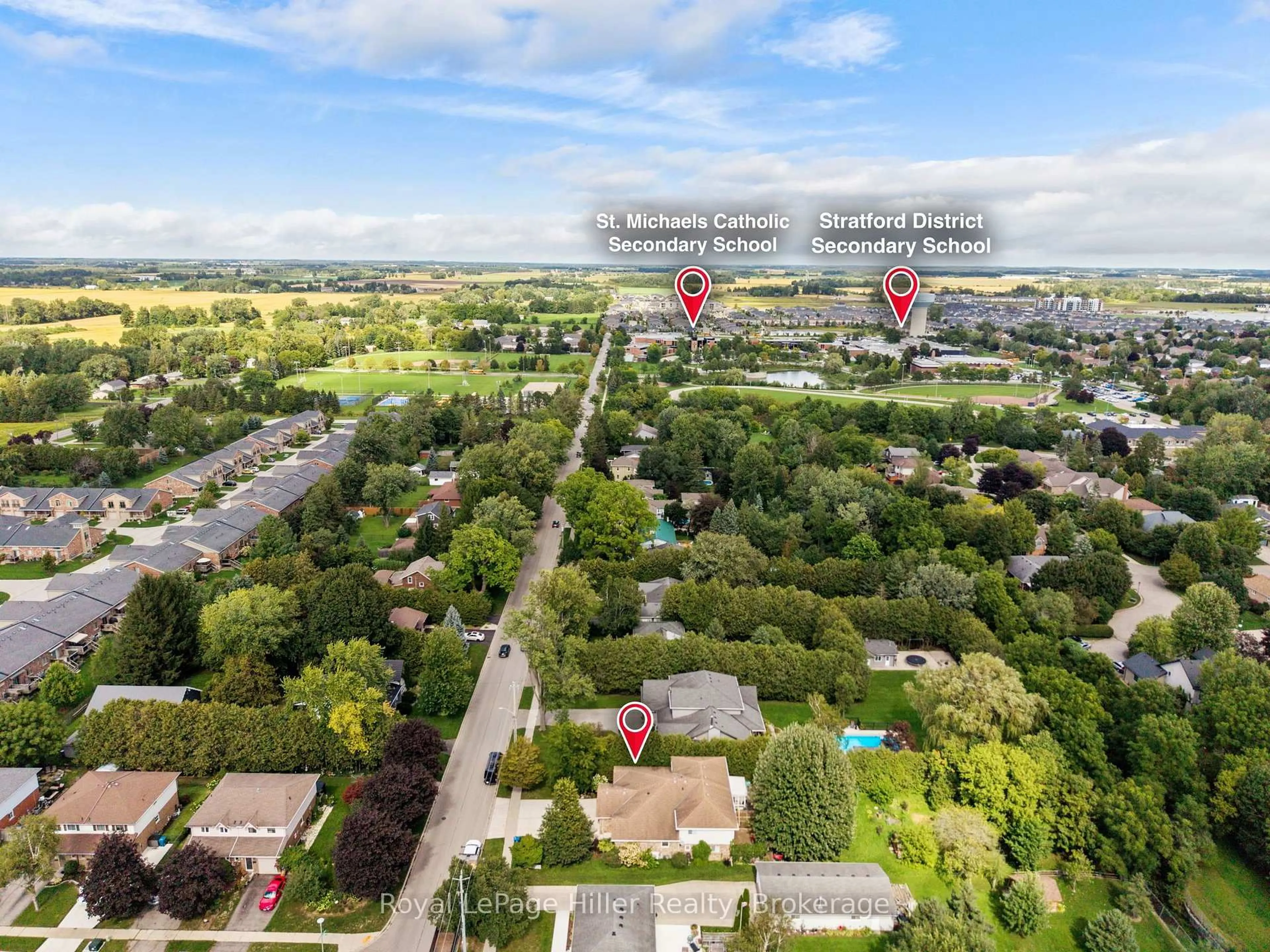 A pic from outside/outdoor area/front of a property/back of a property/a pic from drone, city buildings view from balcony for 61 Matilda St, Stratford Ontario N5A 6R9