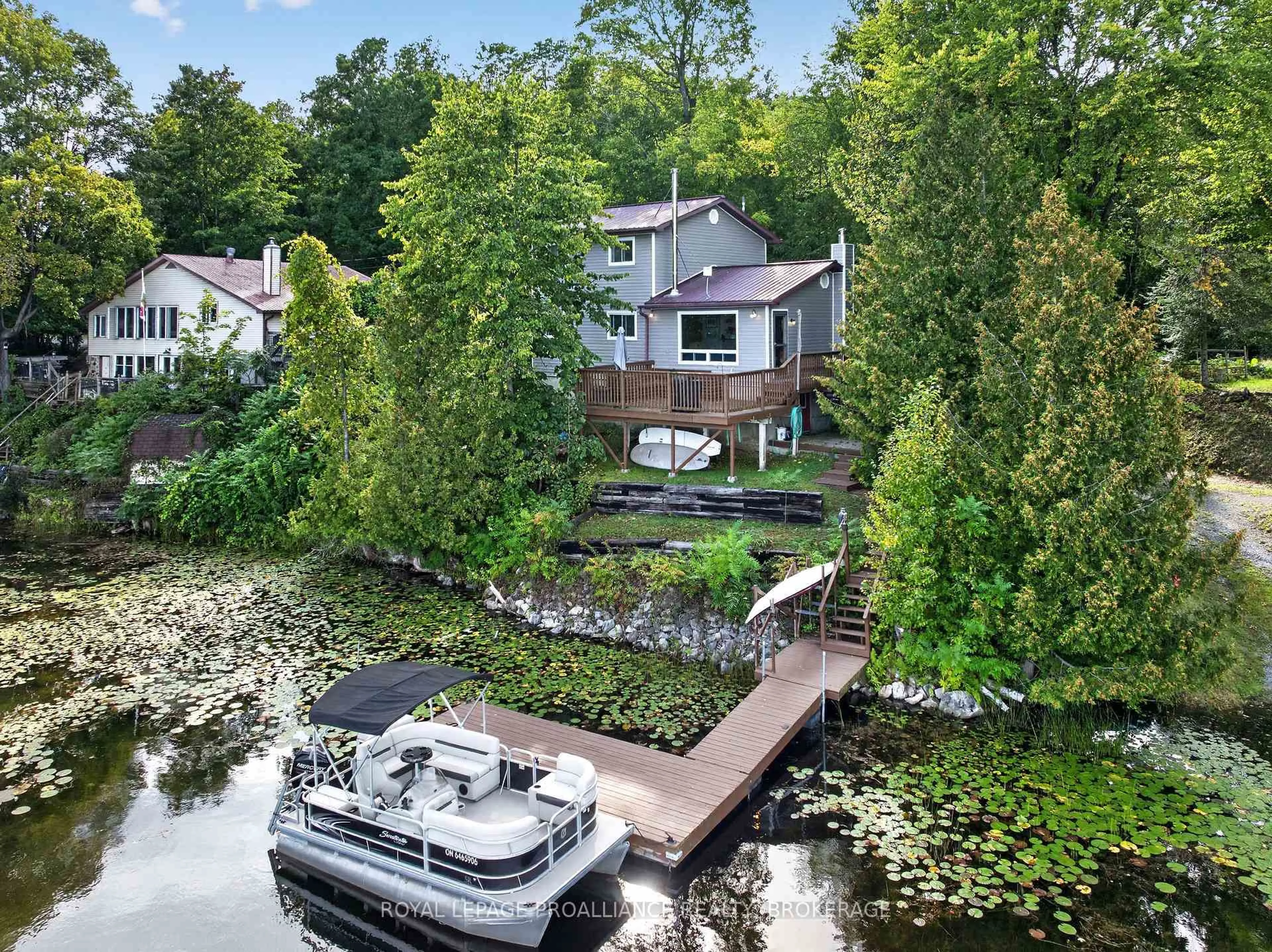 A pic from outside/outdoor area/front of a property/back of a property/a pic from drone, water/lake/river/ocean view for 245 Taggart Lane, Rideau Lakes Ontario K0G 1X0
