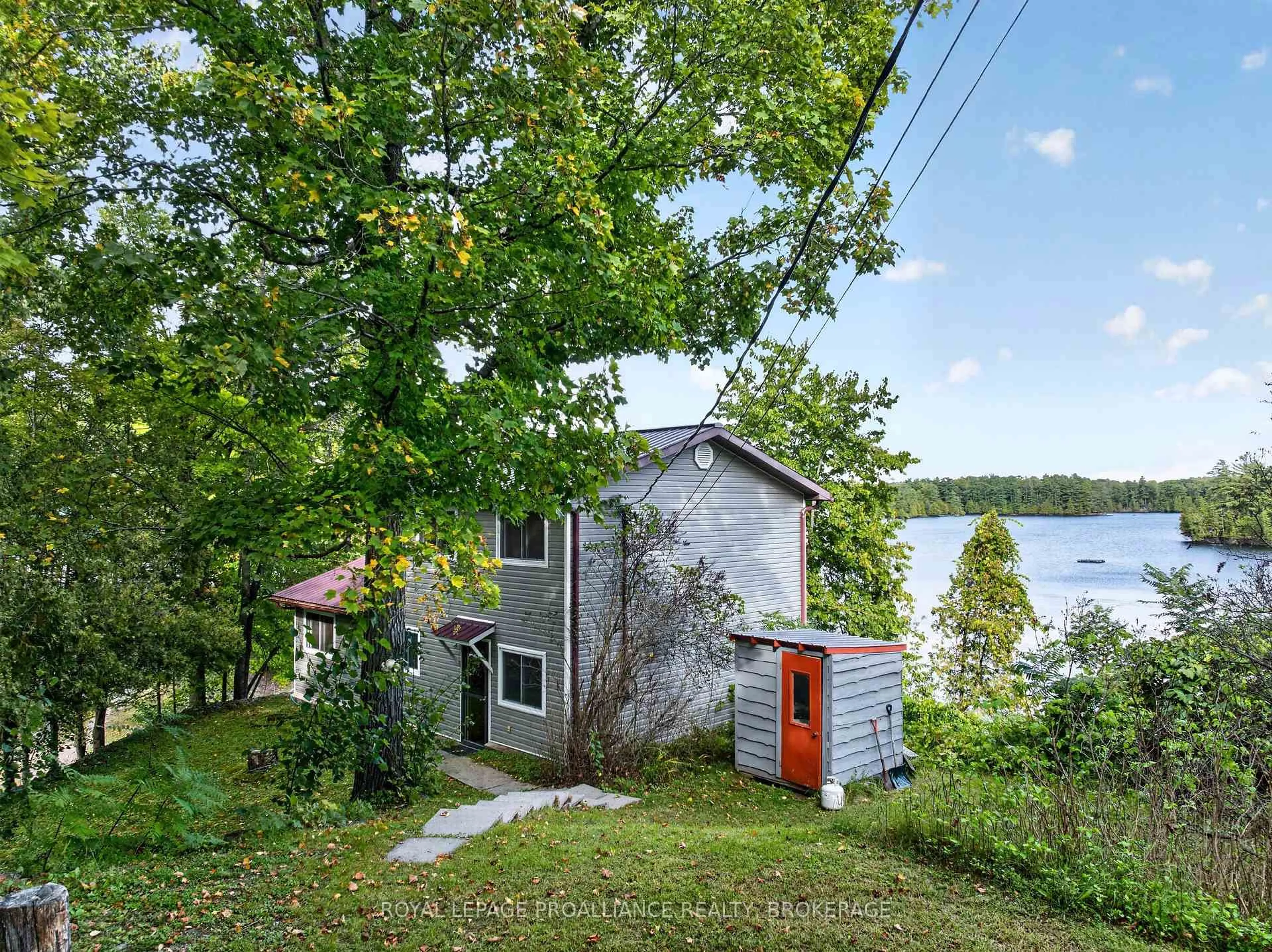 A pic from outside/outdoor area/front of a property/back of a property/a pic from drone, water/lake/river/ocean view for 245 Taggart Lane, Rideau Lakes Ontario K0G 1X0