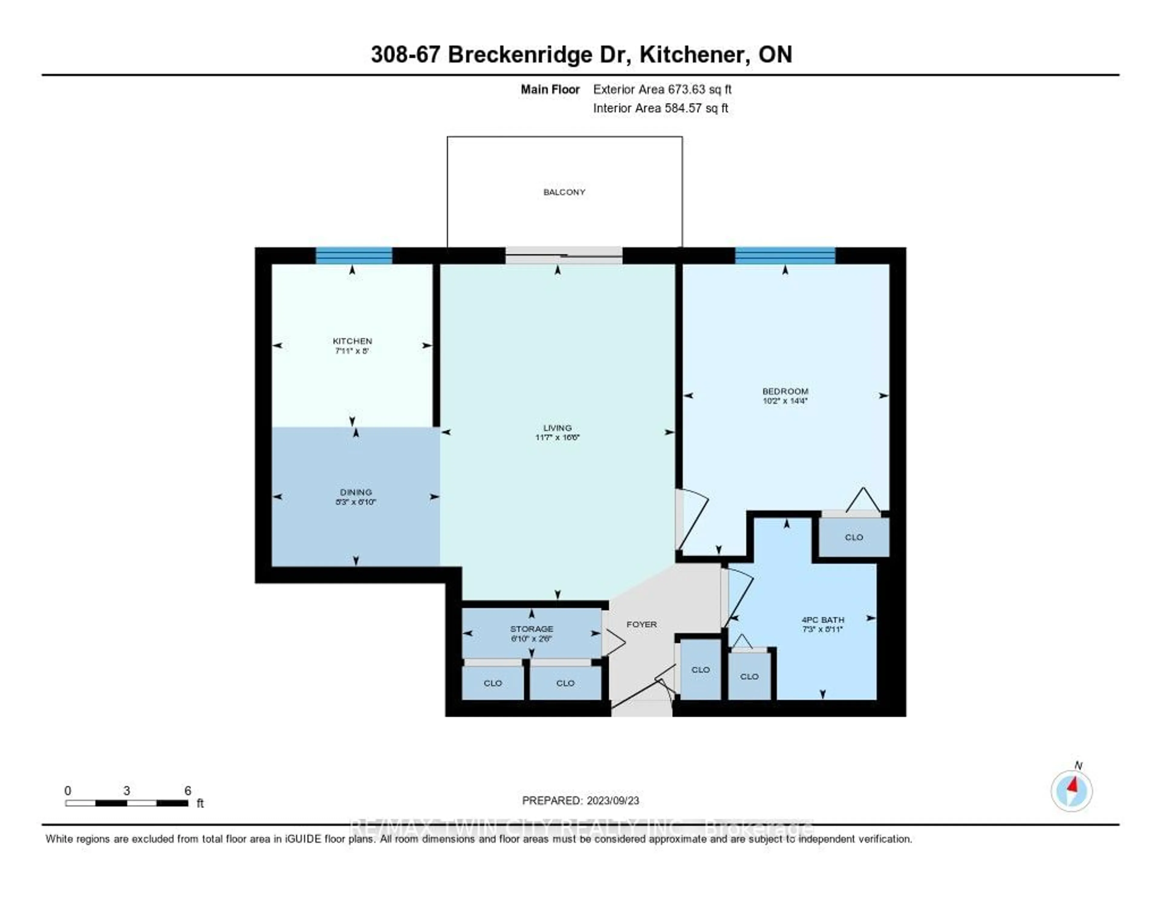 Floor plan for 67 Breckenridge Dr #308, Kitchener Ontario N2B 3R8