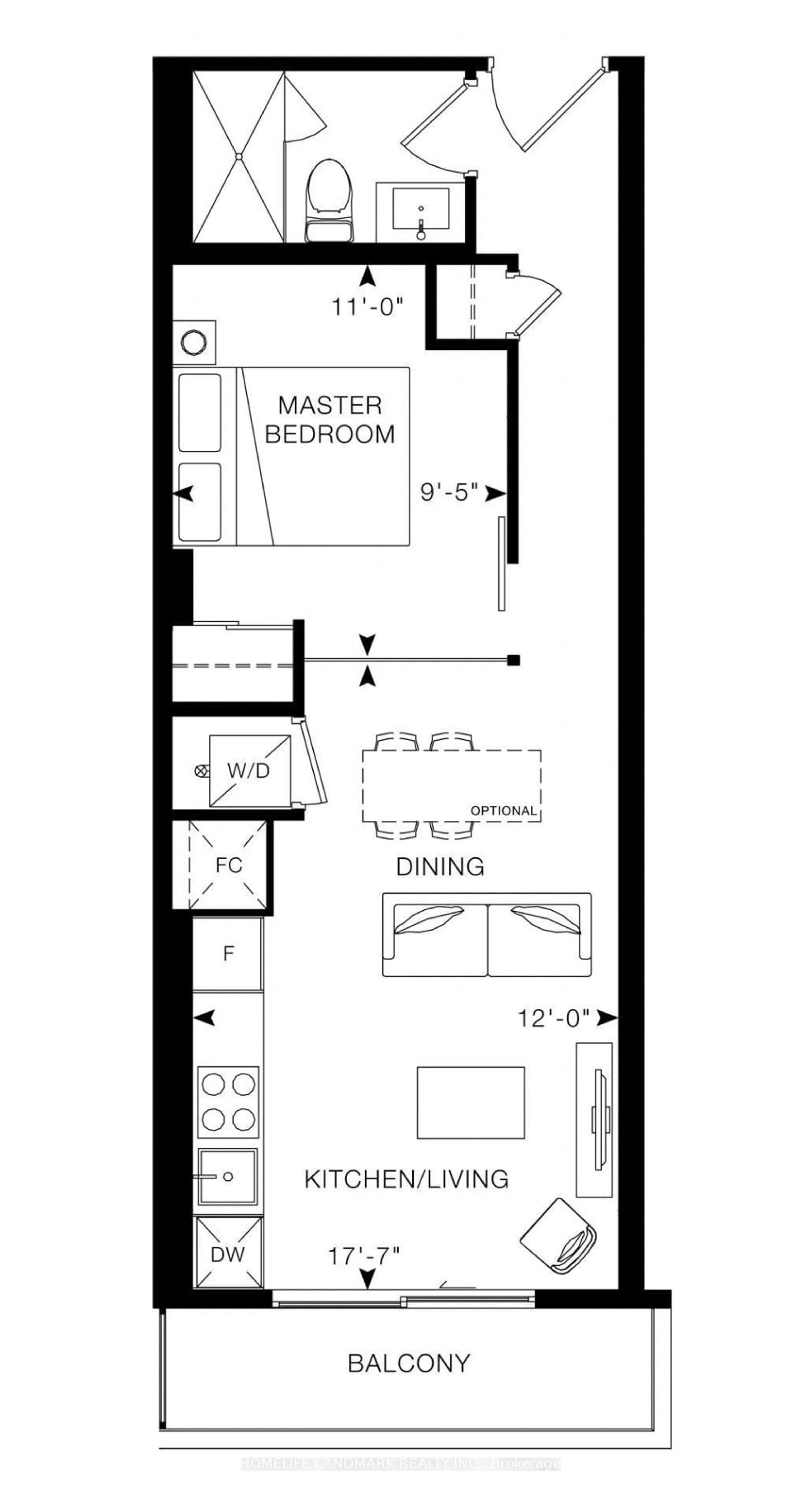 Floor plan for 1 Jarvis St #909, Hamilton Ontario L8R 1M2