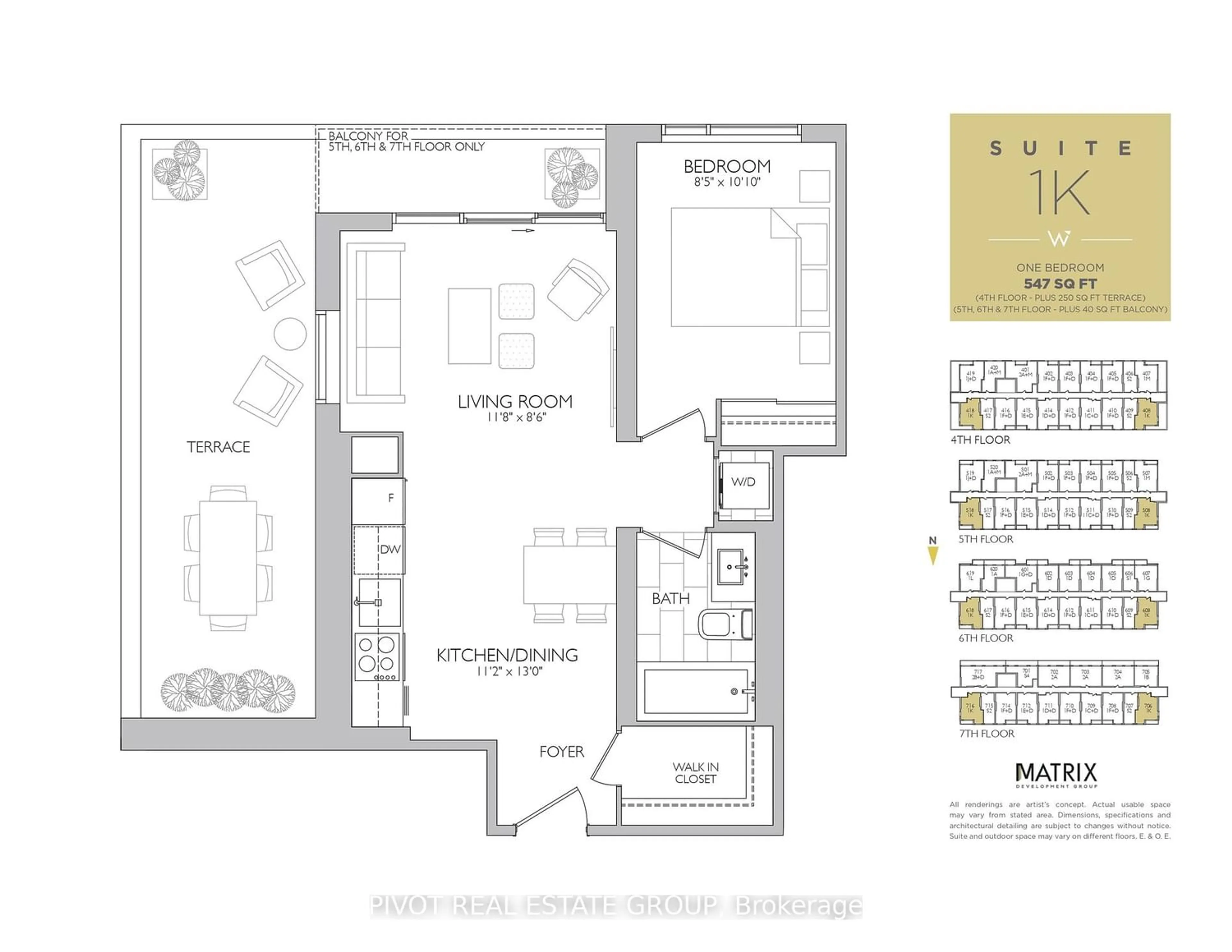 Floor plan for 415 Main St #508, Hamilton Ontario L8P 1K3