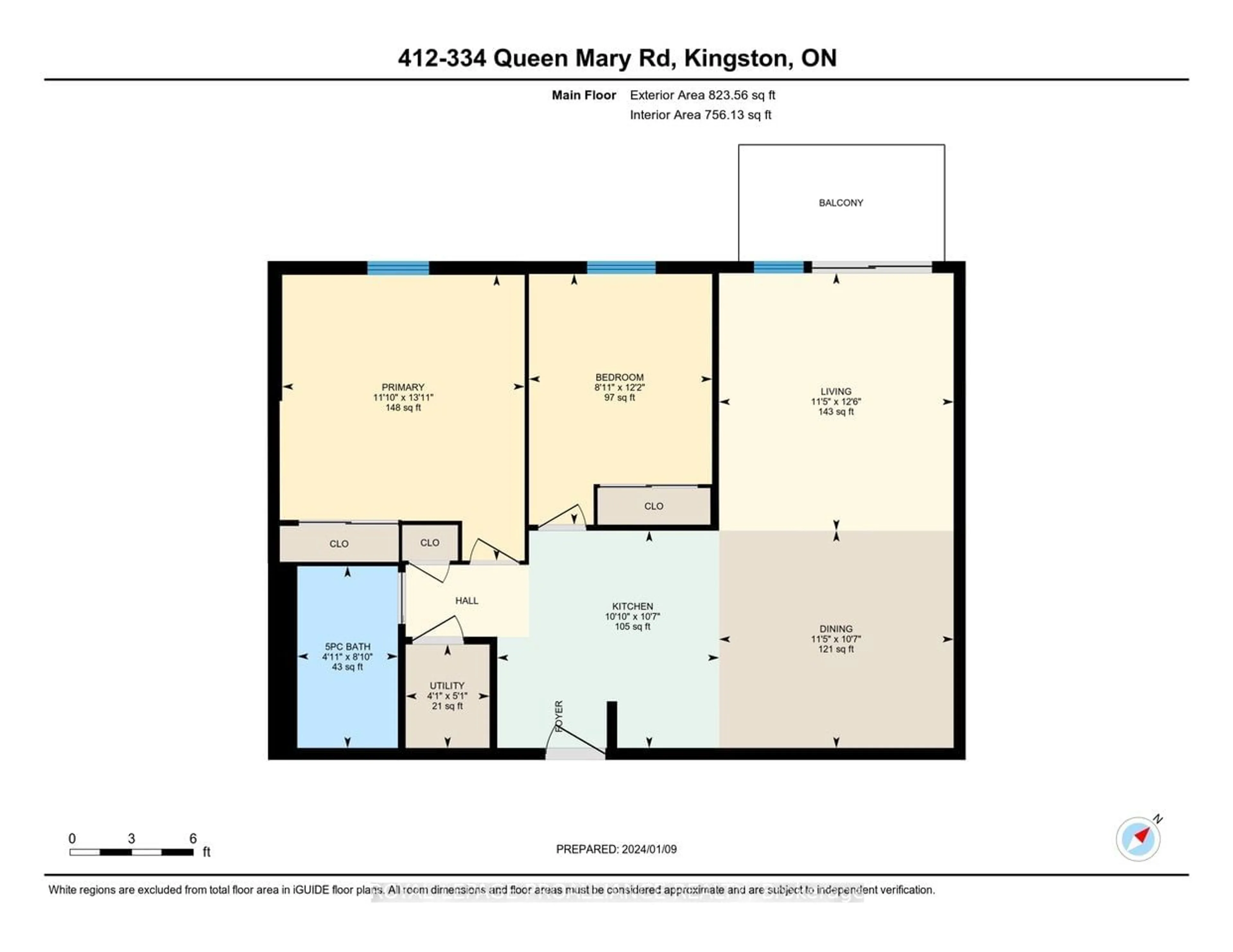 Floor plan for 334 Queen Mary Rd #412, Kingston Ontario K7M 7E7
