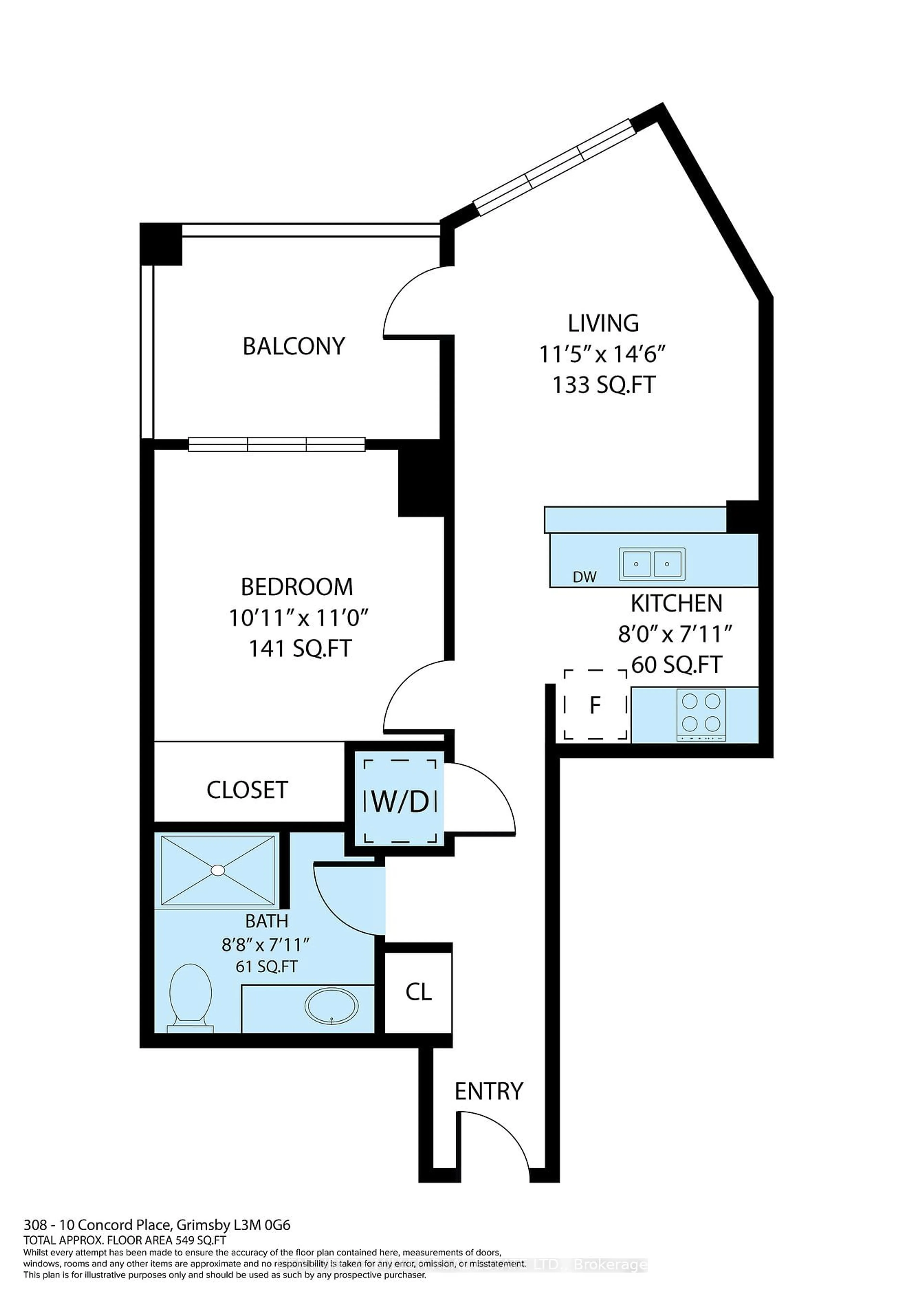 Floor plan for 10 Concord Pl #308, Grimsby Ontario L3M 0G6