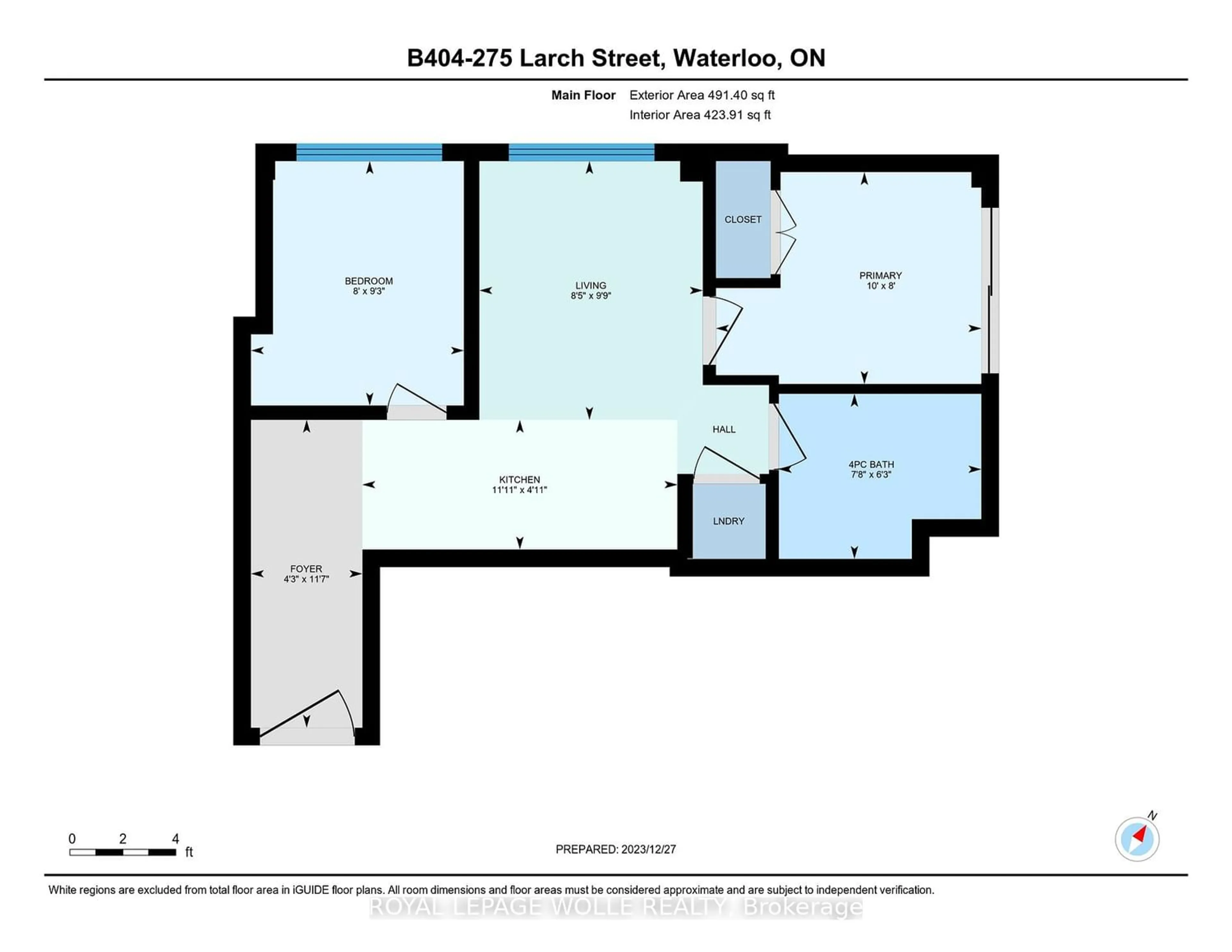 Floor plan for 275 Larch St #B404, Waterloo Ontario N2L 3R2