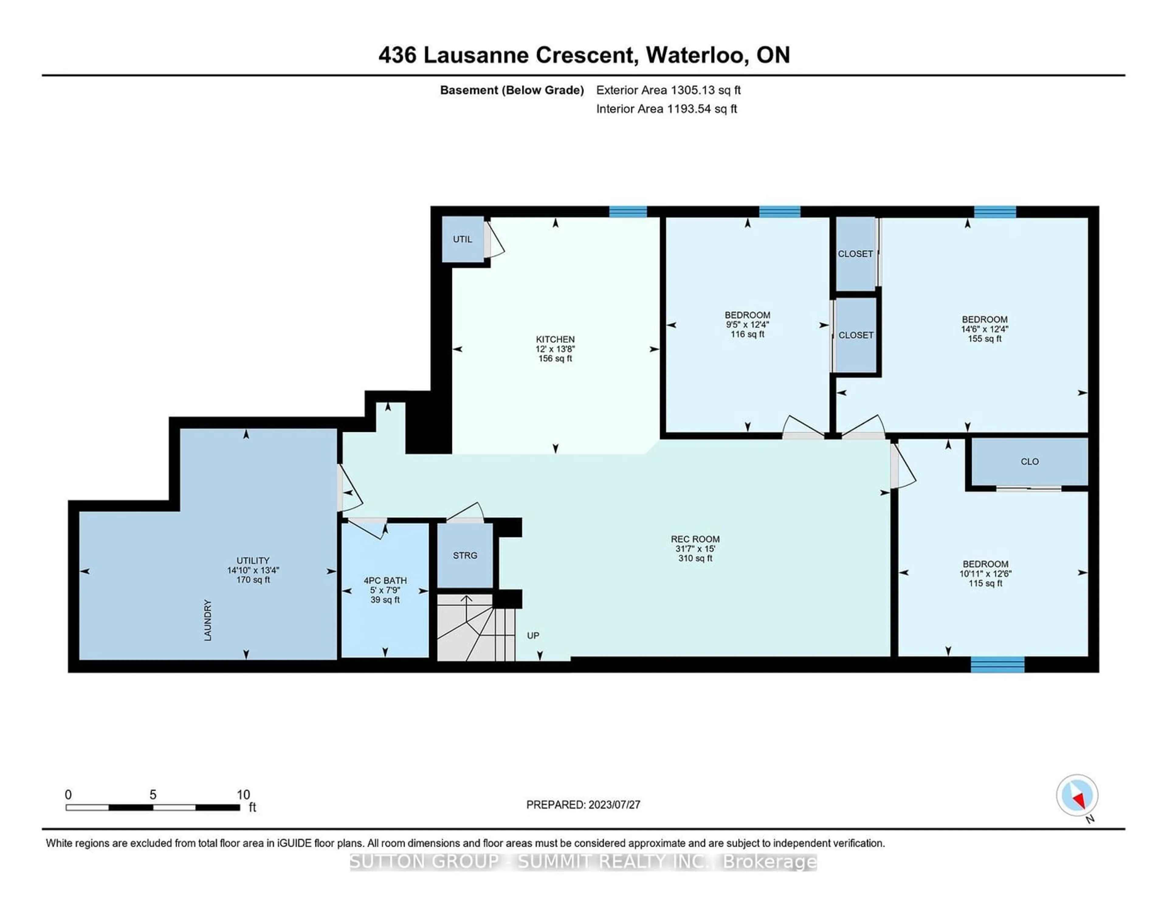 Floor plan for 436 Lausanne Cres, Waterloo Ontario N2T 2X6