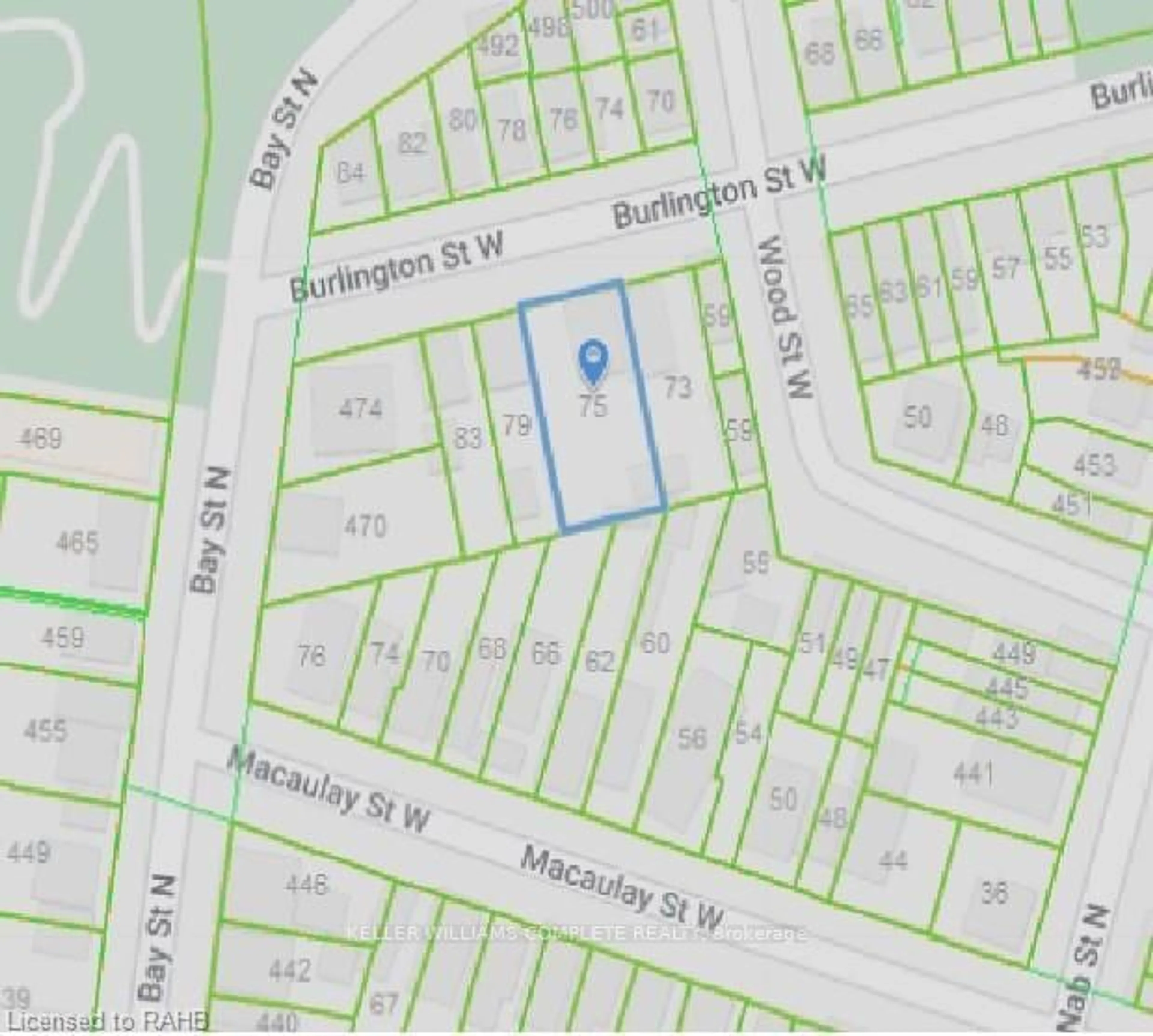 Picture of a map for 75 Burlington St, Hamilton Ontario L8L 1G9