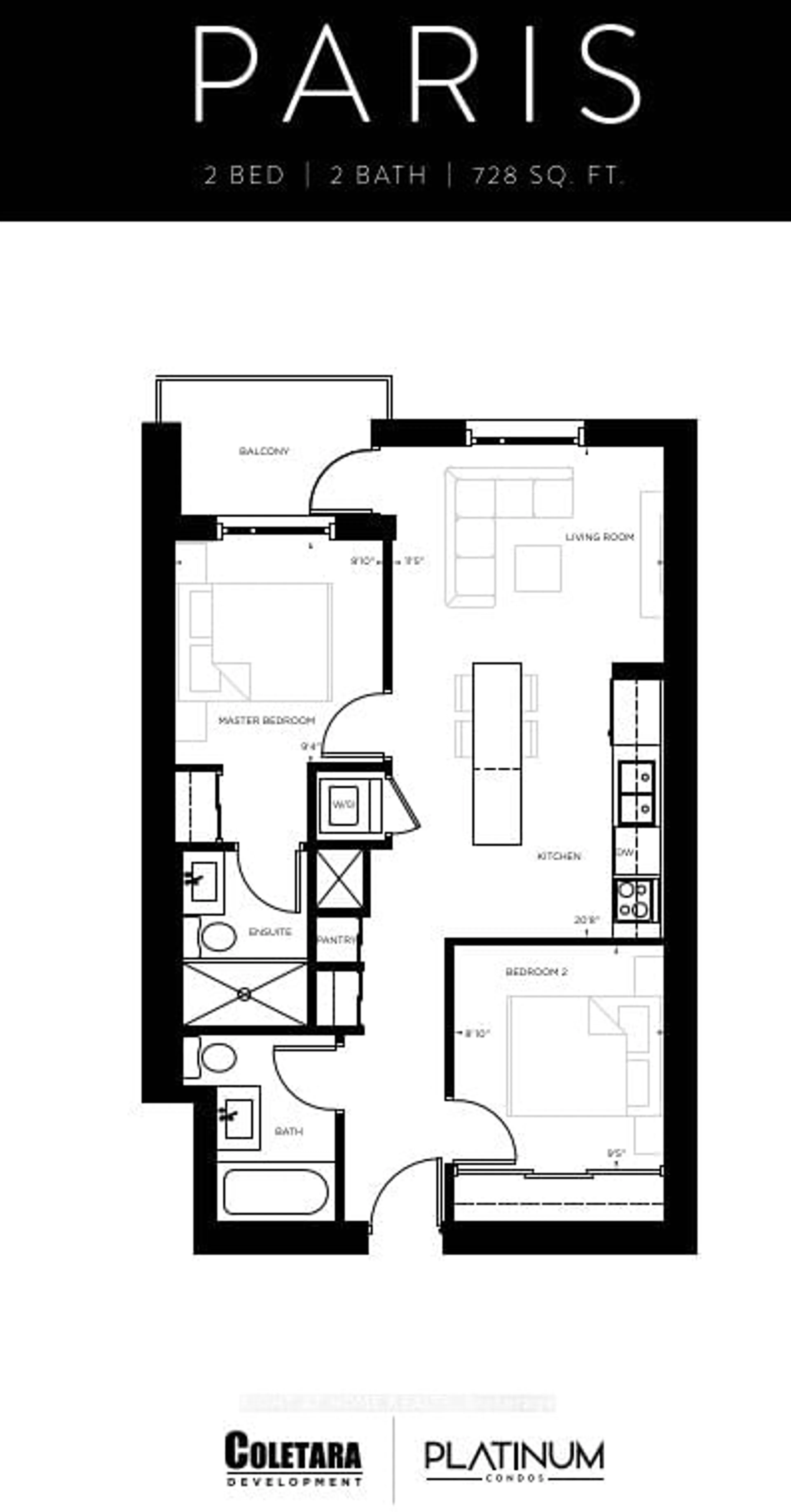 Floor plan for 15 Queen St #2209, Hamilton Ontario L8P 0C6