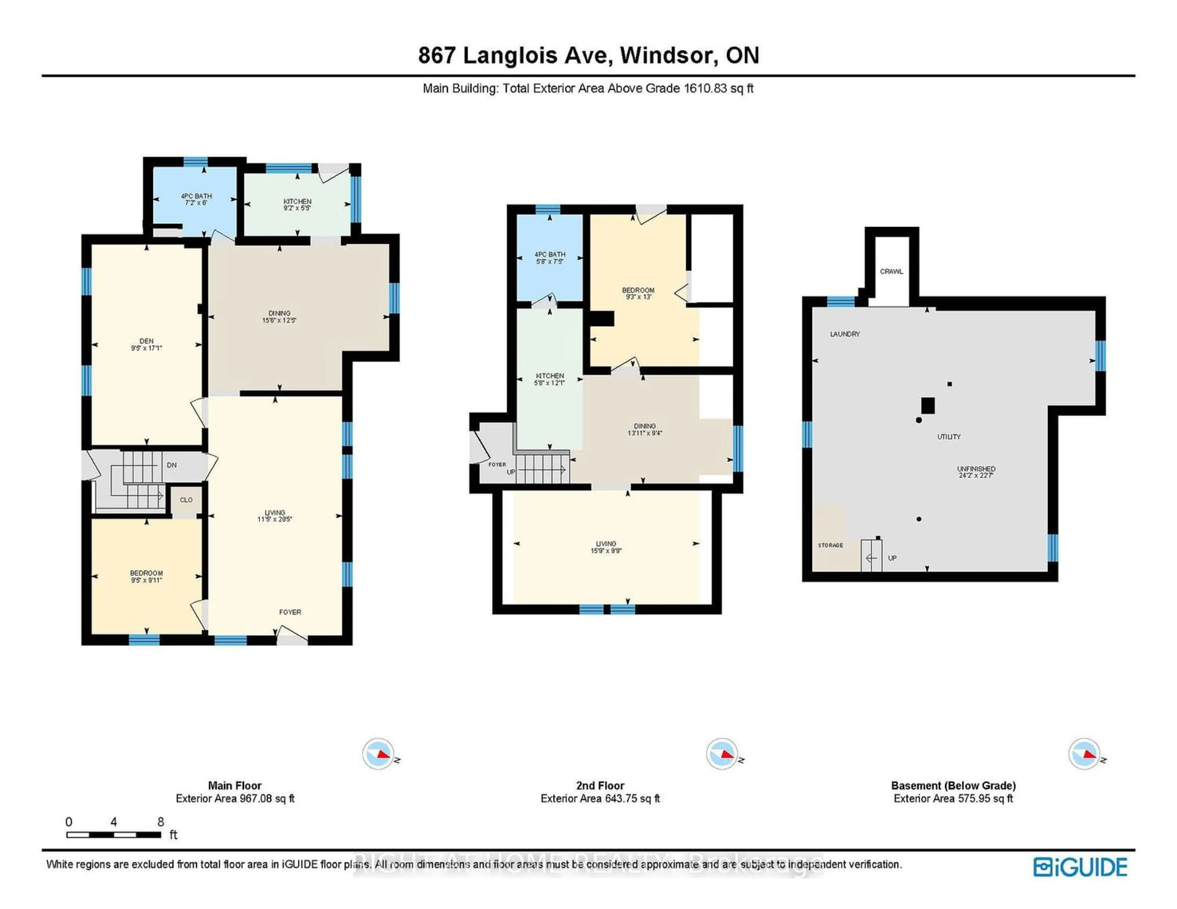 Floor plan for 867 Langlois Ave, Windsor Ontario N9A 2G9