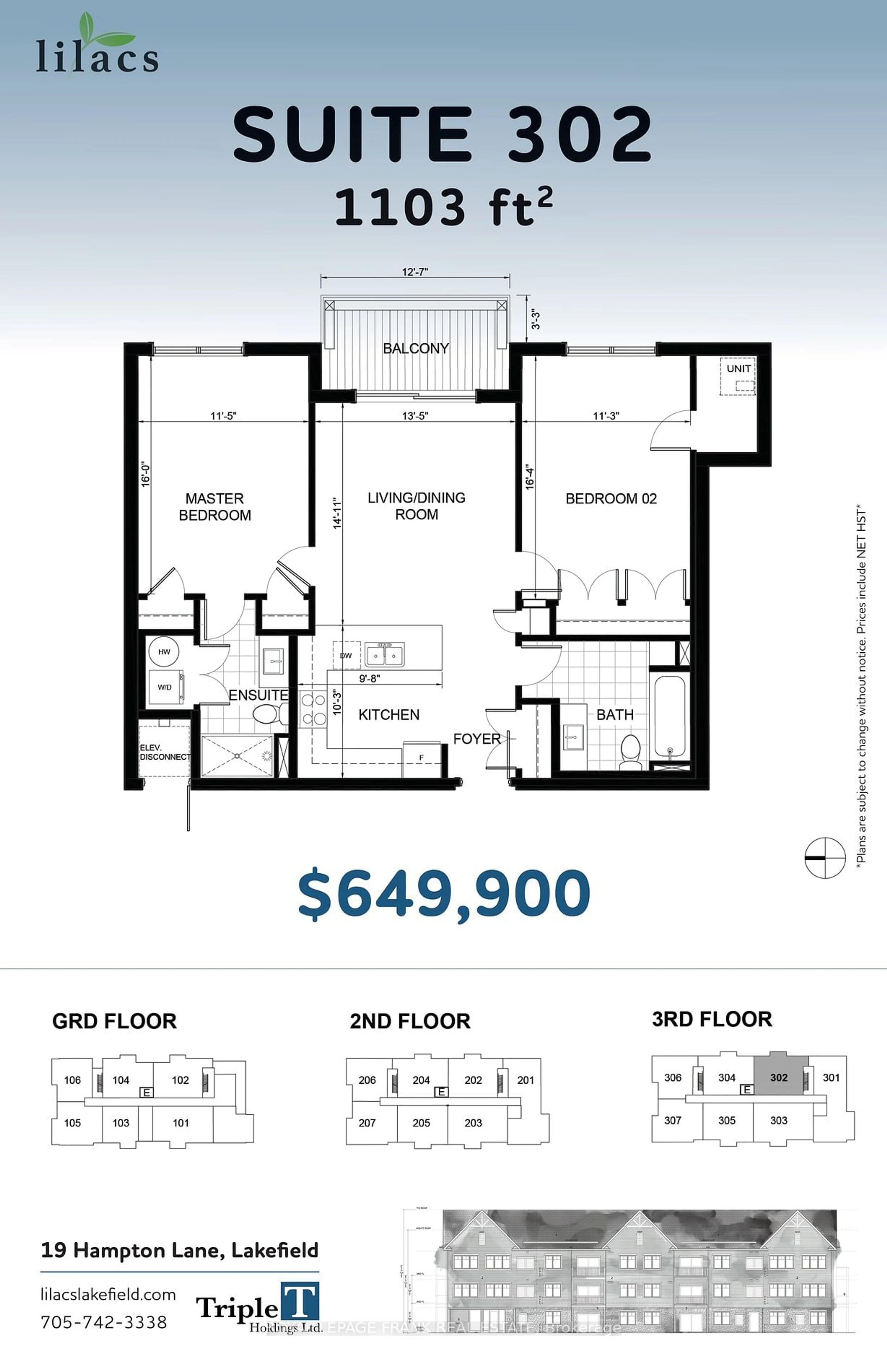 Floor plan for 19 Hampton Lane #302, Smith-Ennismore-Lakefield Ontario K0L 2H0