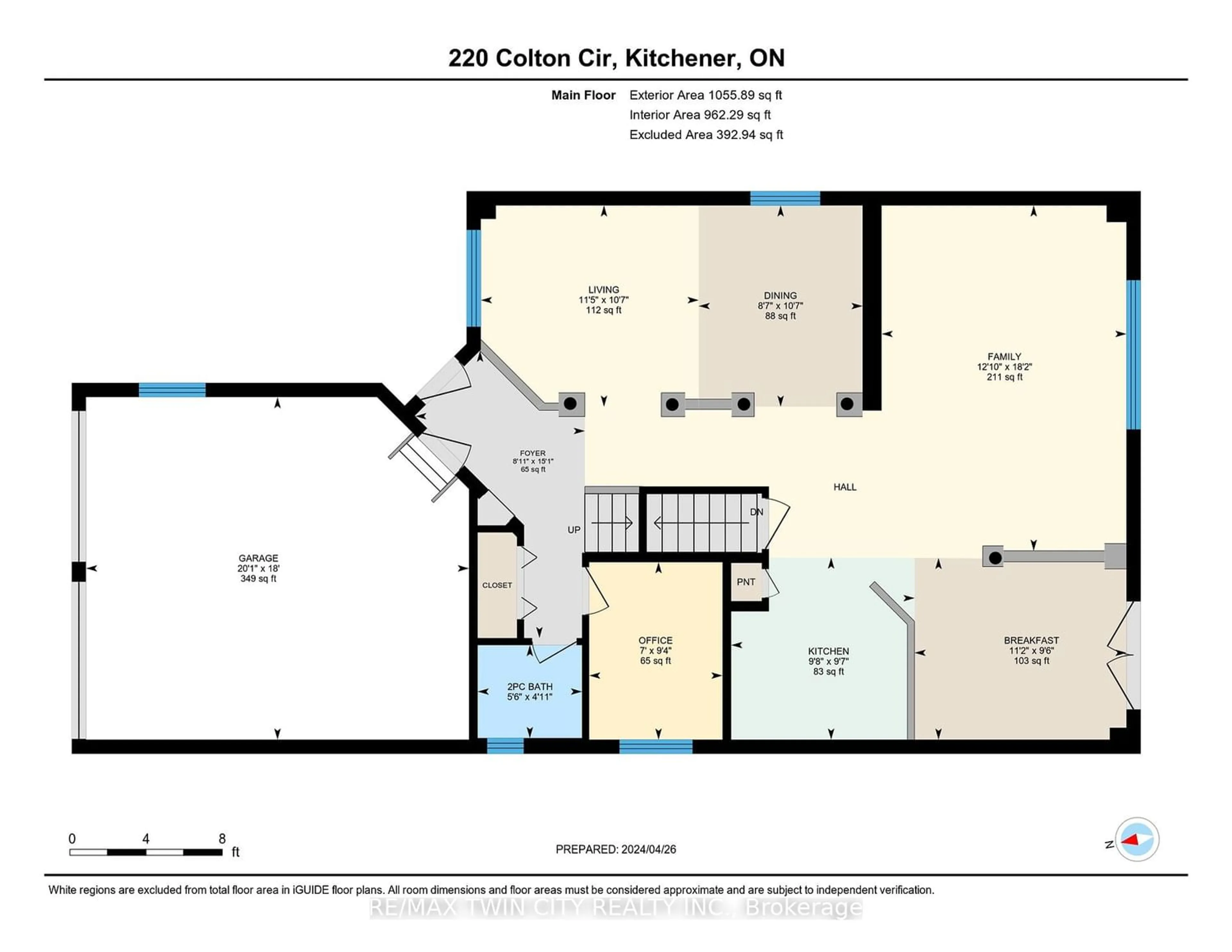 Floor plan for 220 Colton Circ, Kitchener Ontario N2A 4K2