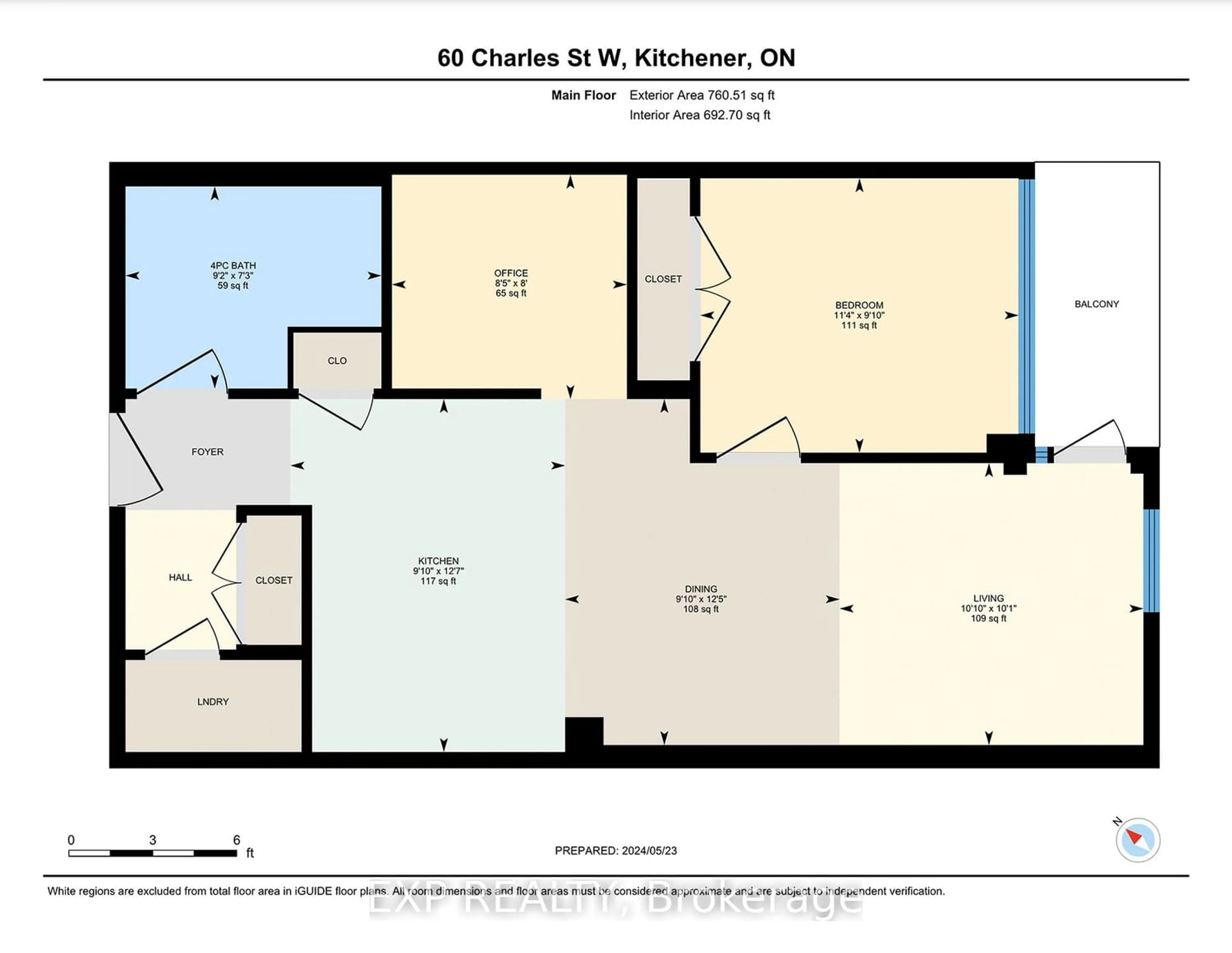 Floor plan for 60 Charles St #507, Waterloo Ontario N2G 0C9