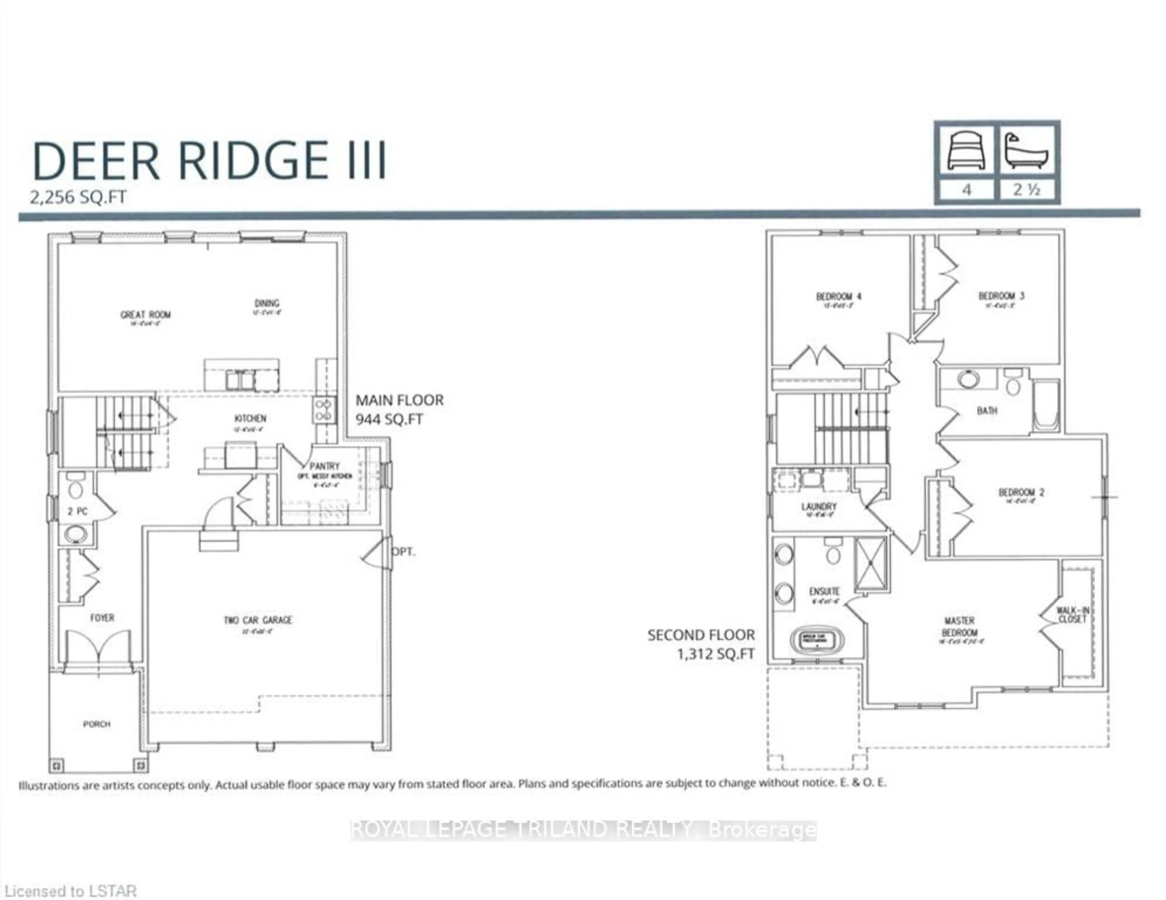 Floor plan for Lot 93 Green Bend, London Ontario N6P 1J9