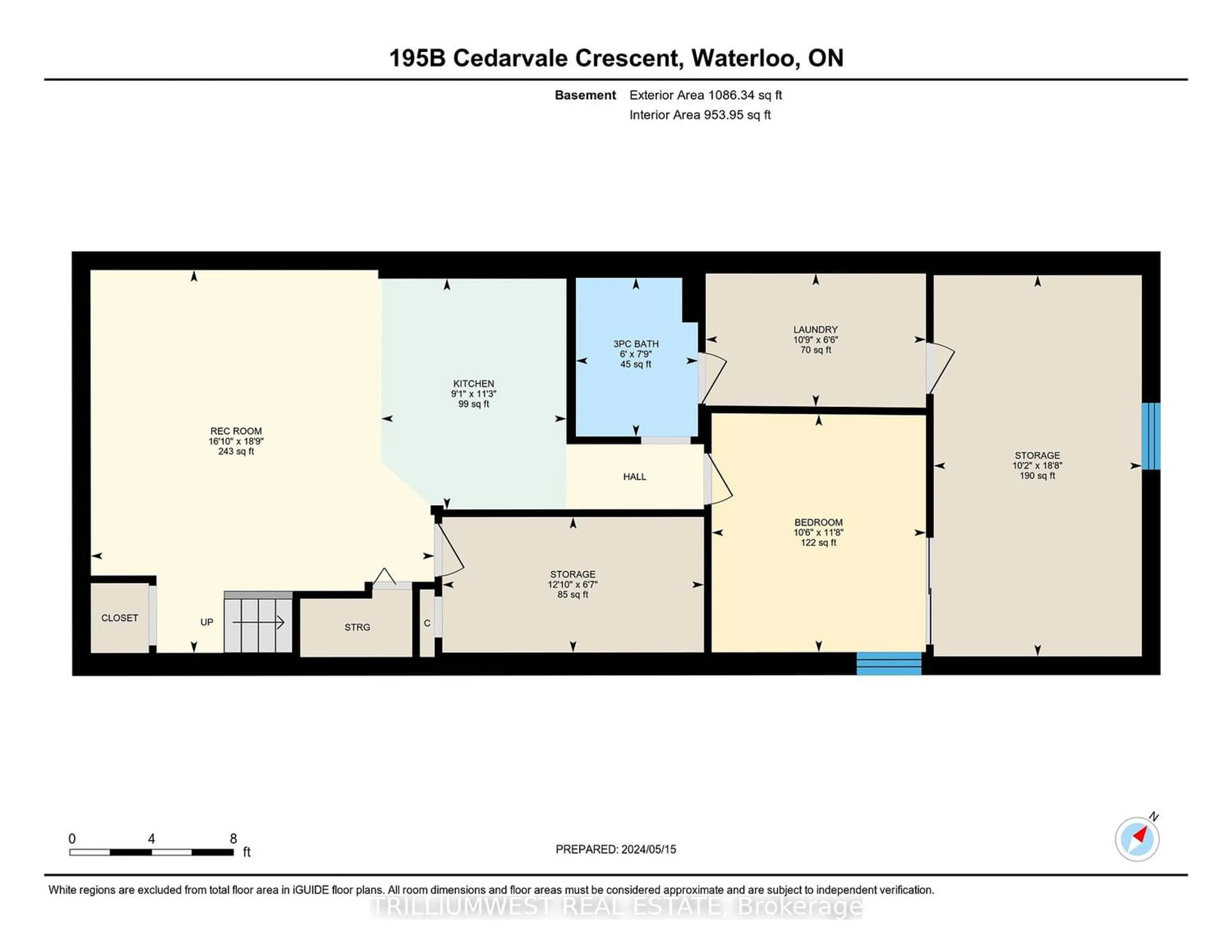 Floor plan for 195B Cedarvale Cres, Waterloo Ontario N2L 4T3