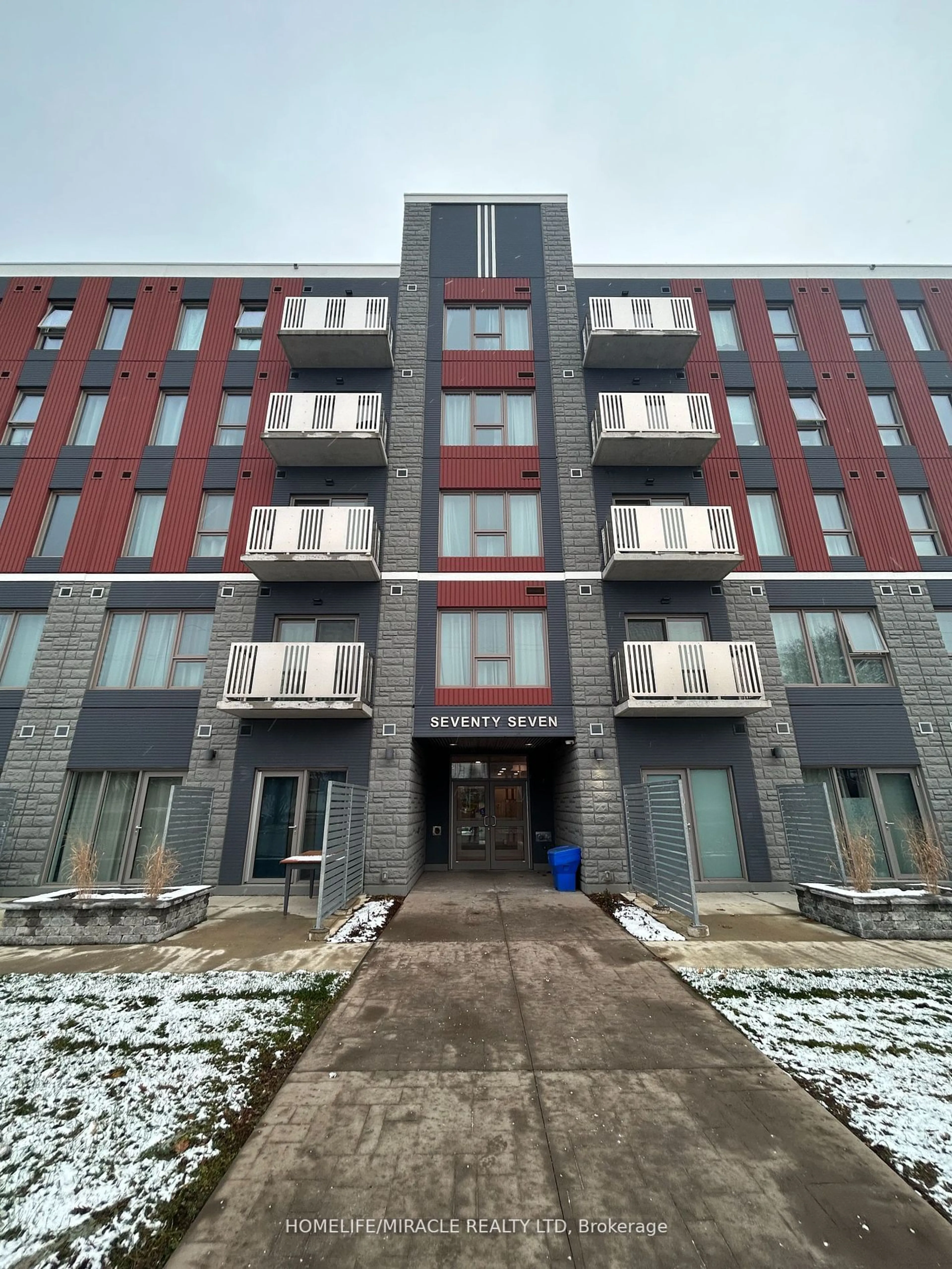 A pic from exterior of the house or condo for 77 Leland St #206, Hamilton Ontario L8S 3A1