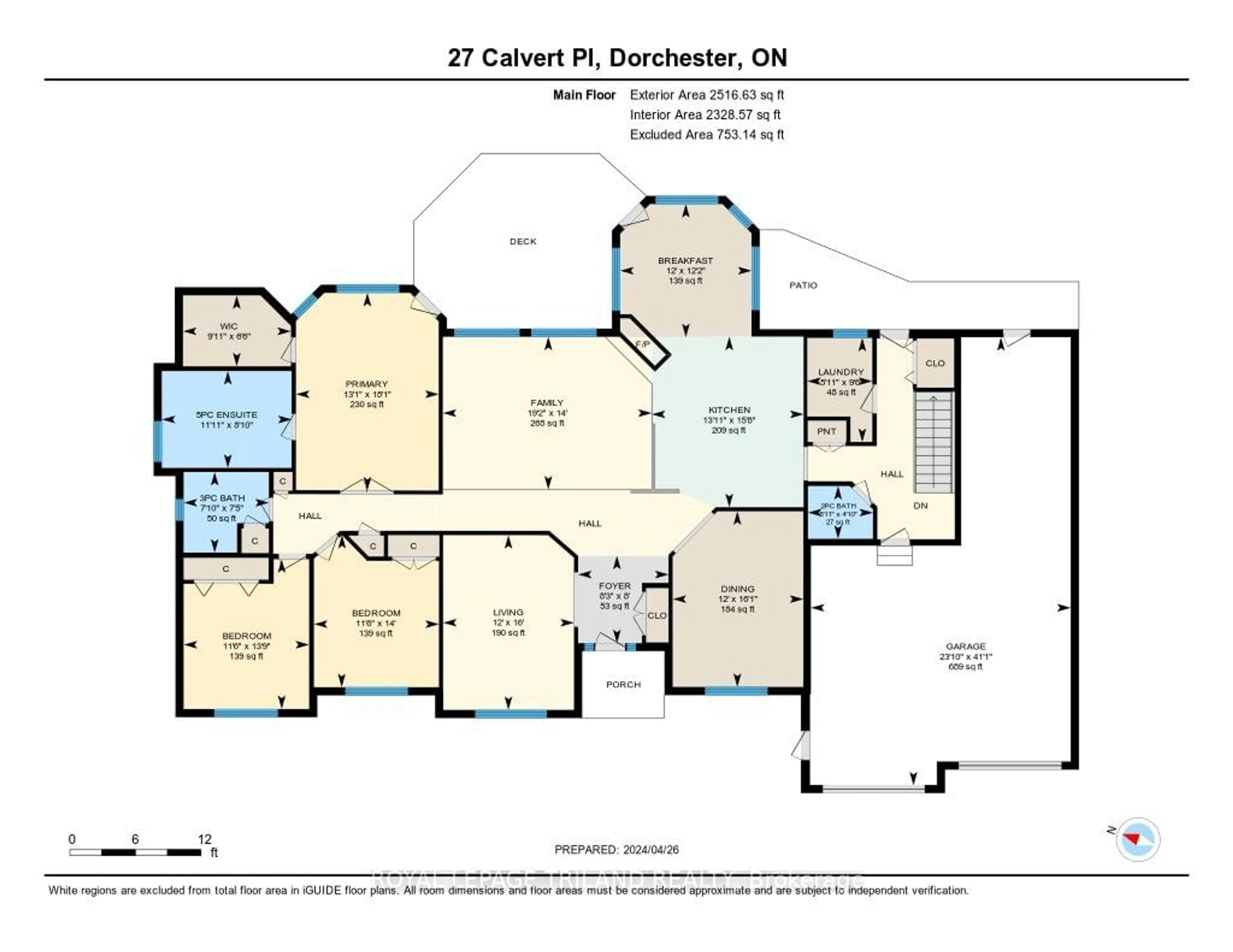 Floor plan for 27 Calvert Pl, Thames Centre Ontario N0L 1G3