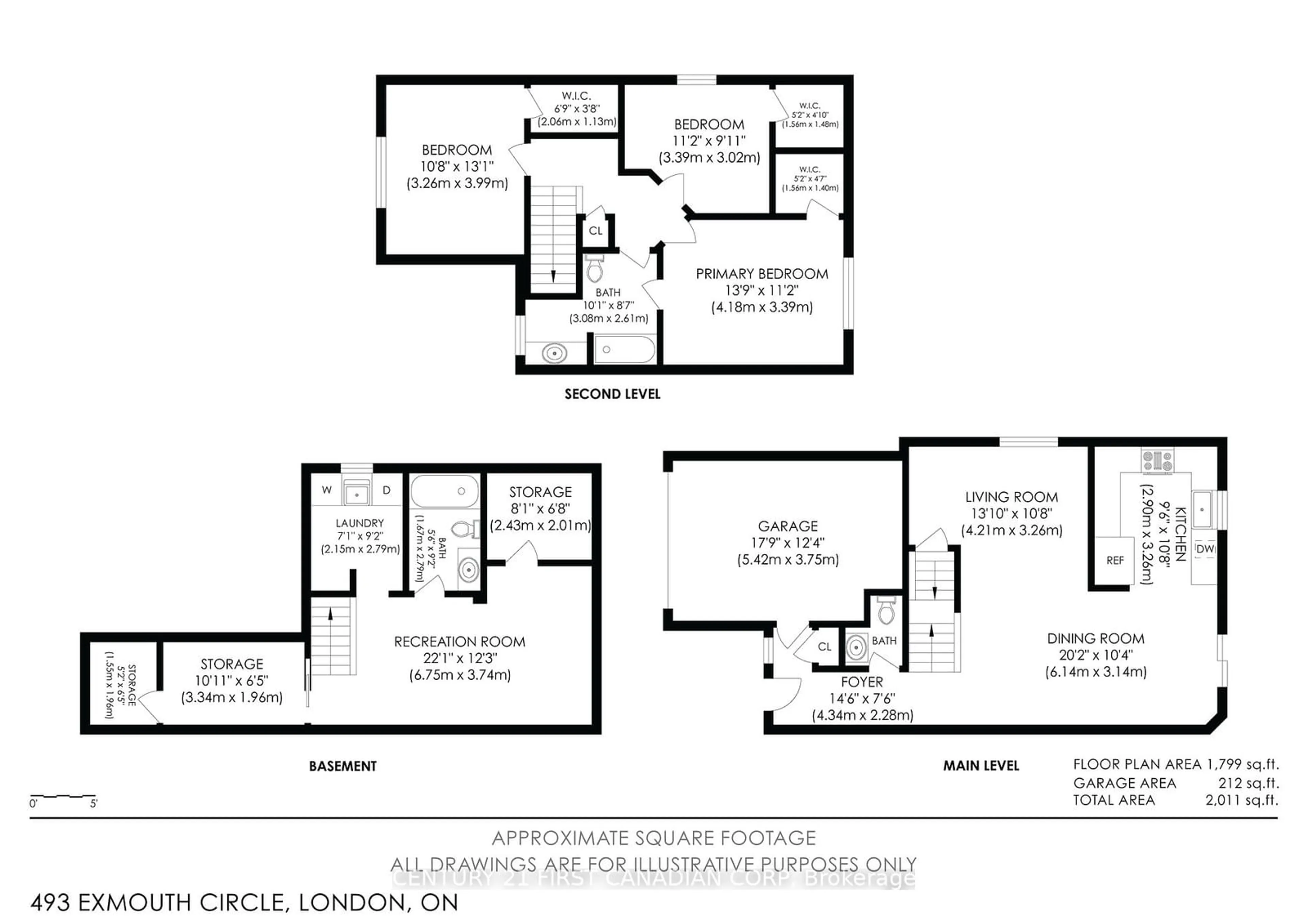 Floor plan for 493 Exmouth Circ, London Ontario N5V 5G5