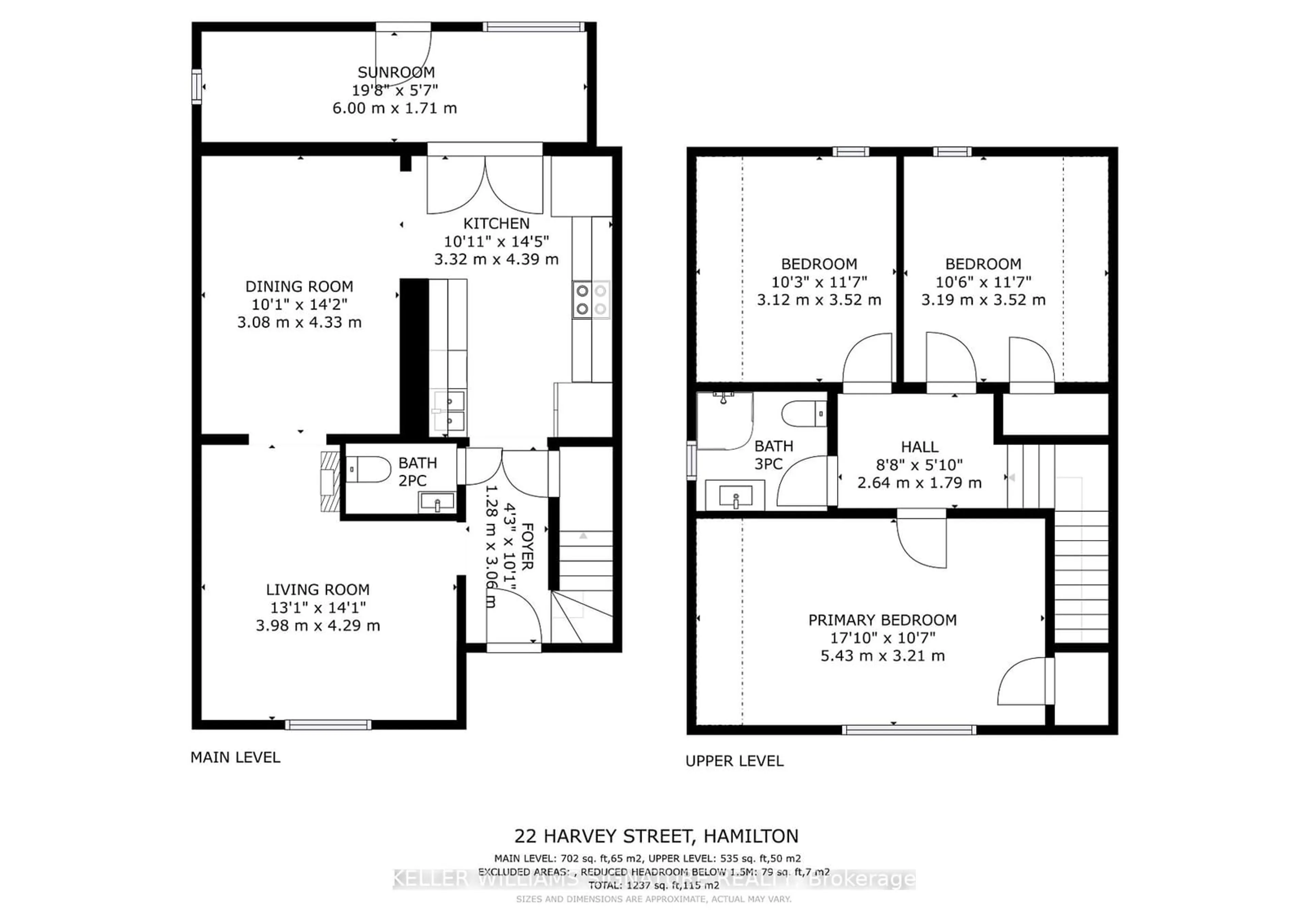 Floor plan for 22 Harvey St, Hamilton Ontario L8L 2L8