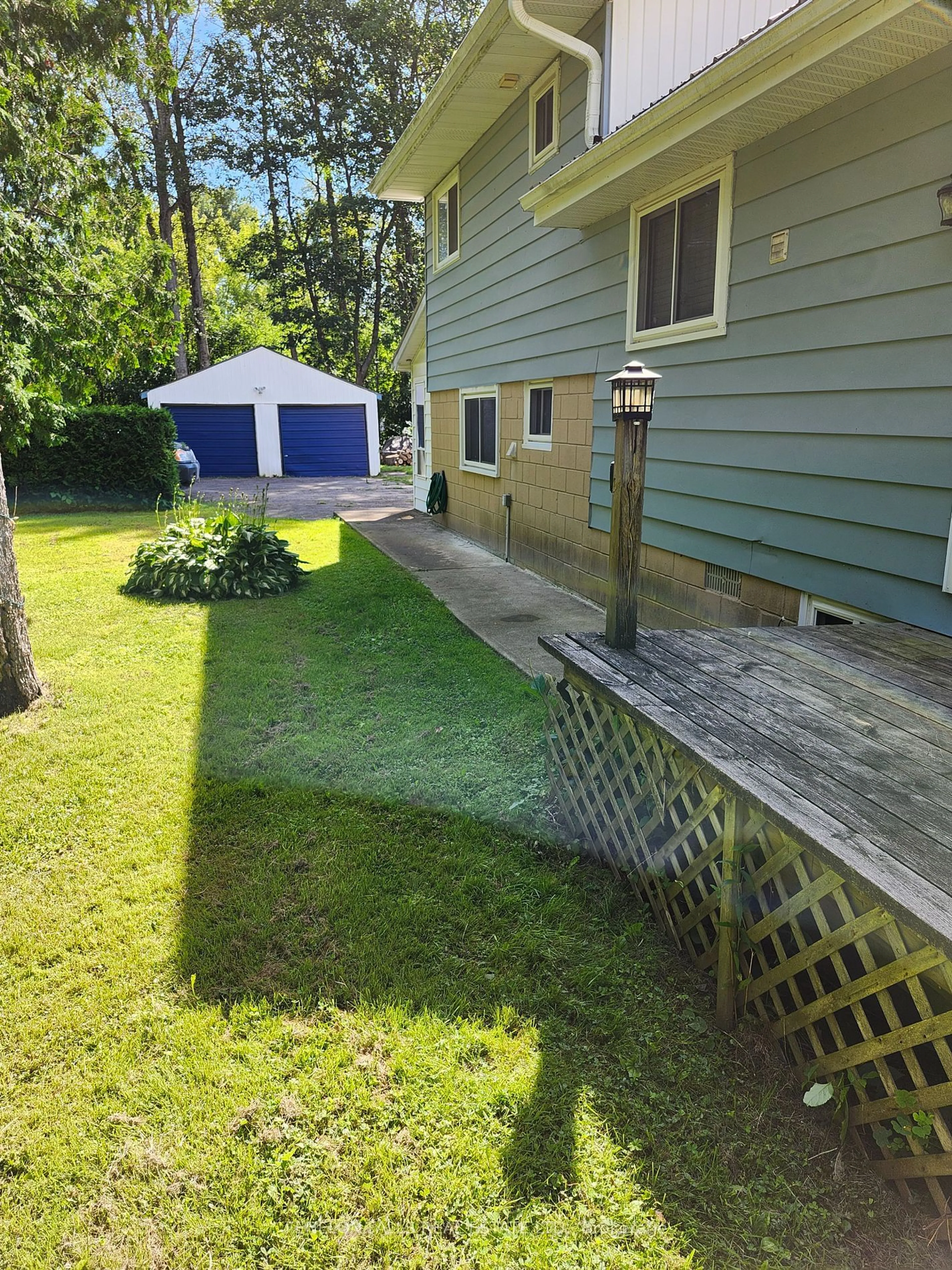 Patio, the fenced backyard for 63 Thomas Dr, Kawartha Lakes Ontario K0M 1N0