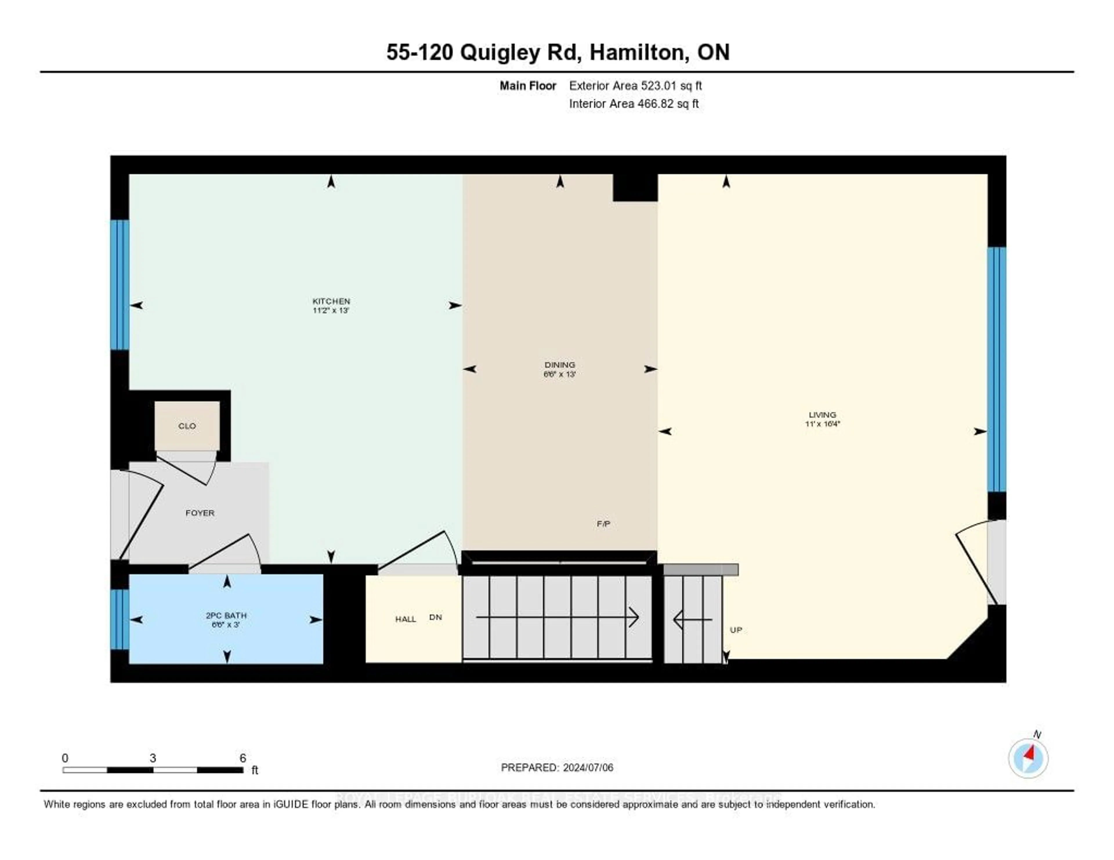 Floor plan for 120 Quigley Rd #55, Hamilton Ontario L8K 6L4