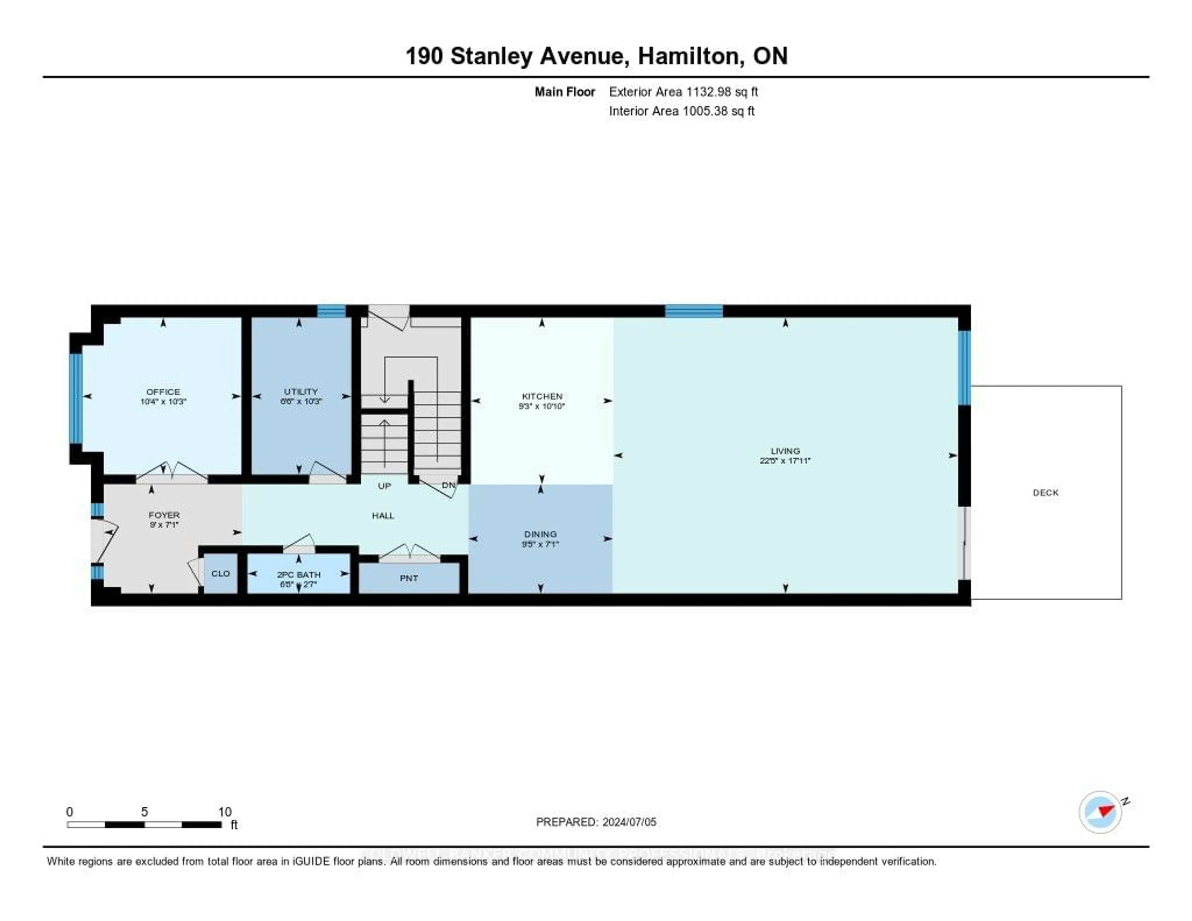 Floor plan for 190 Stanley Ave, Hamilton Ontario L8P 2L4