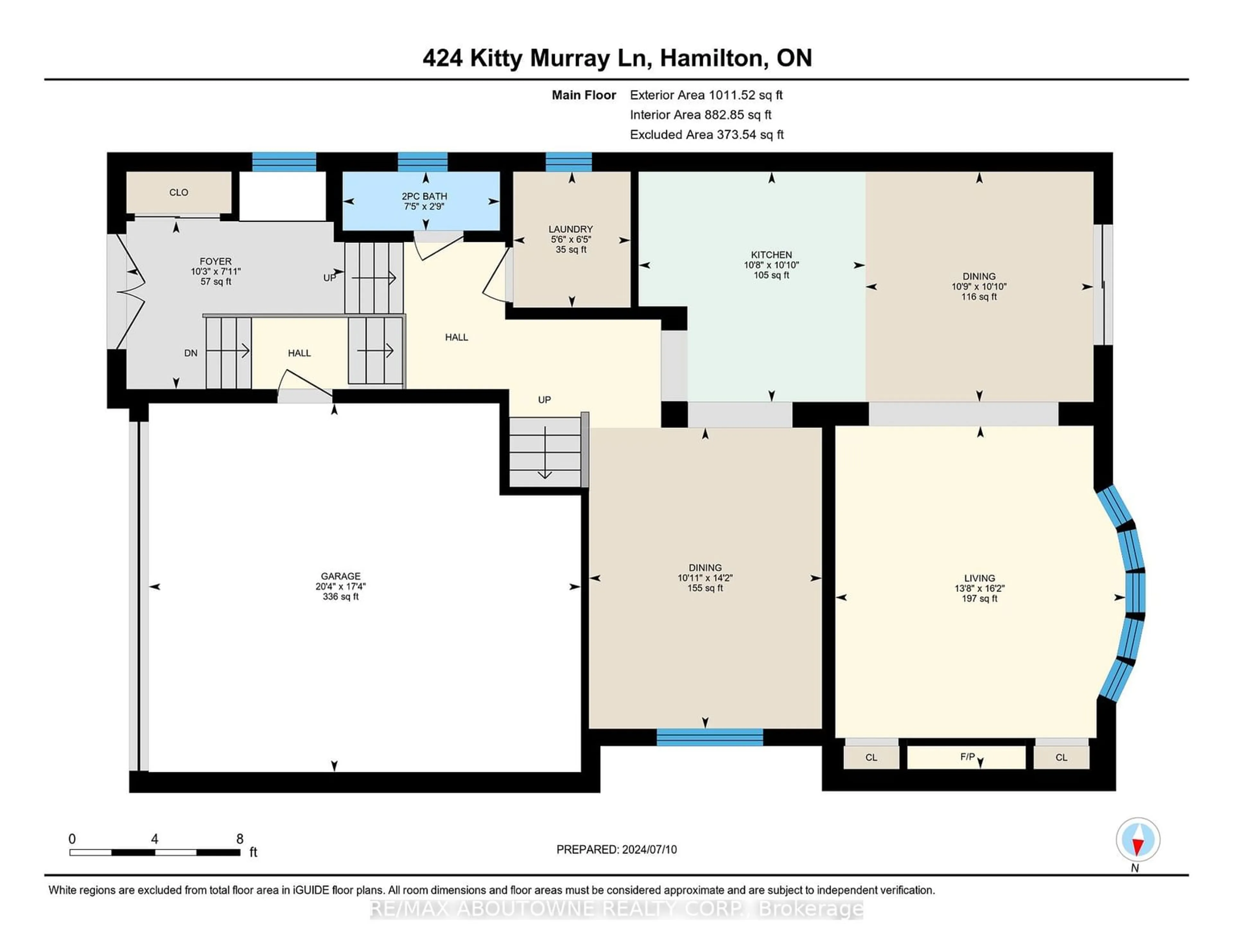 Floor plan for 424 Kitty Murray Lane, Hamilton Ontario L9G 3K9