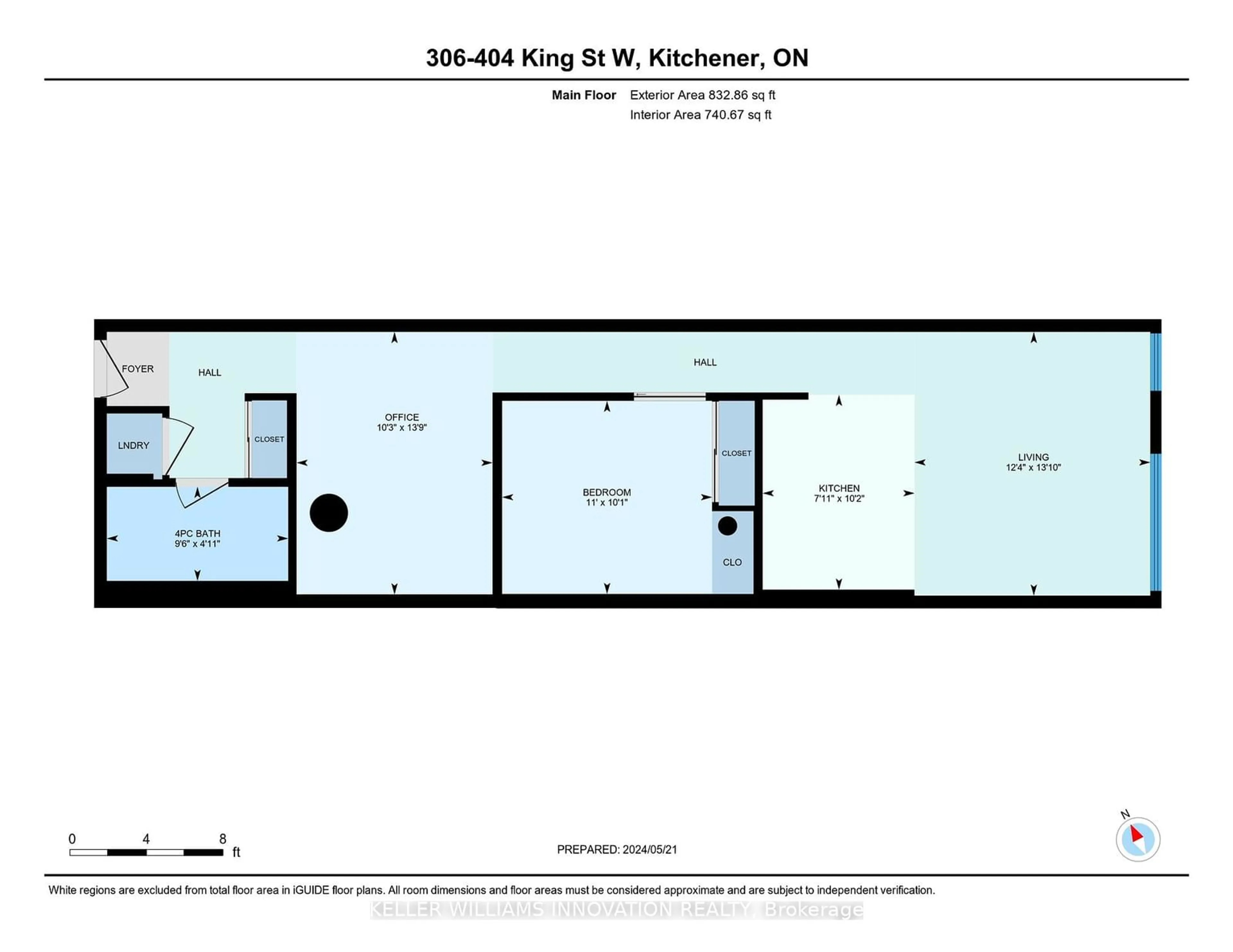 Floor plan for 404 King Street West St #306, Kitchener Ontario N2G 2L5