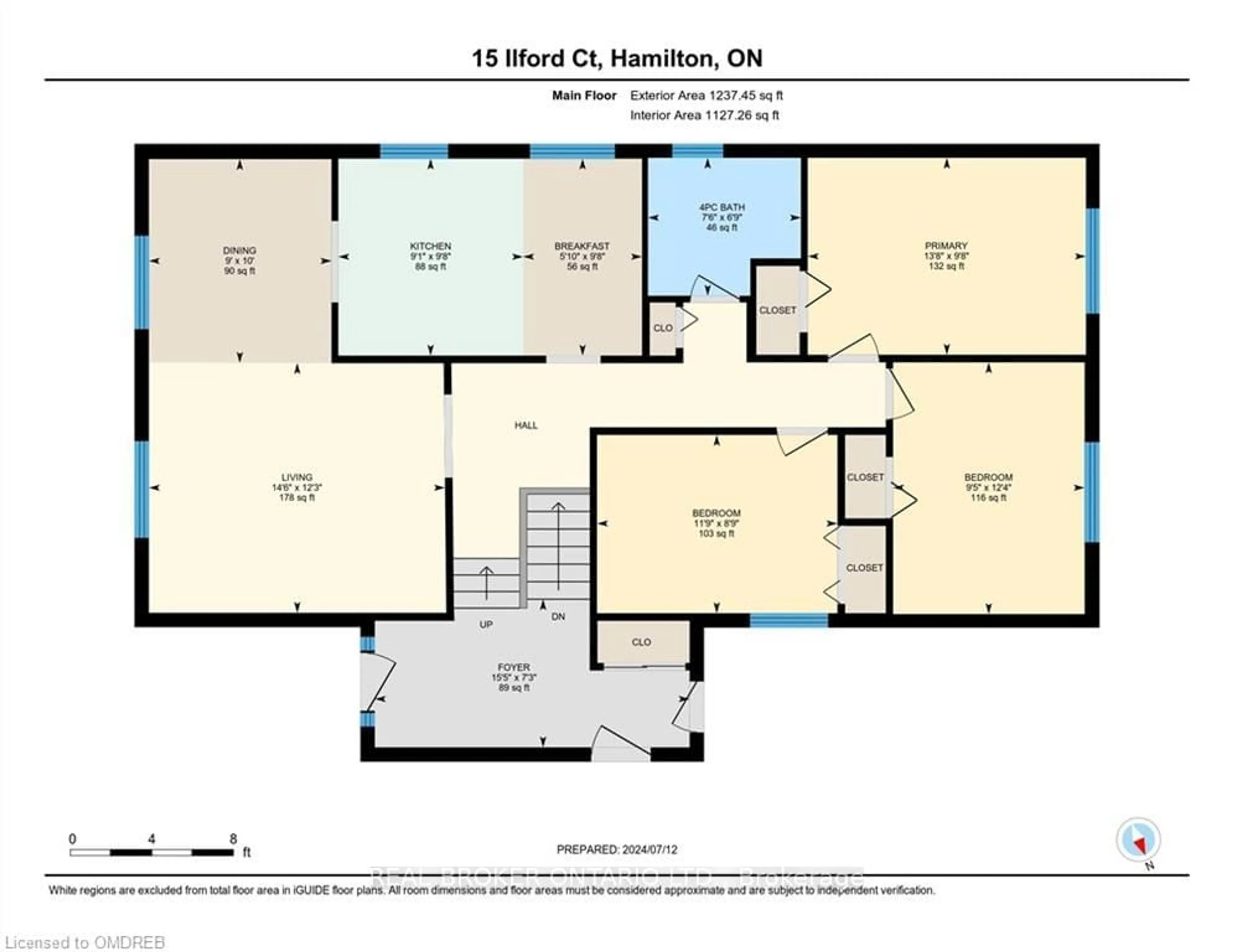 Floor plan for 15 Ilford Crt, Hamilton Ontario L8E 1B4