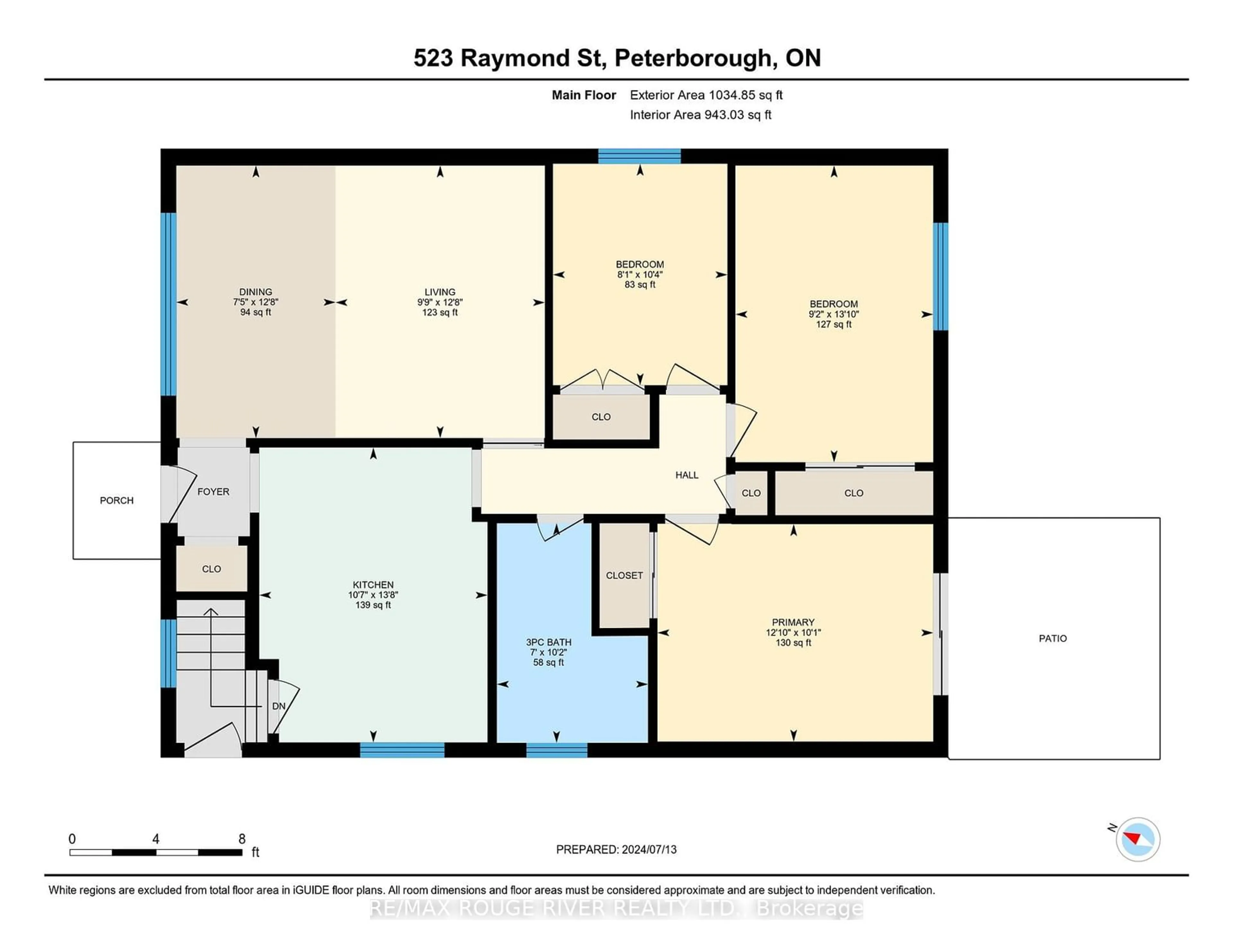 Floor plan for 523 Raymond St, Peterborough Ontario K9H 5M7