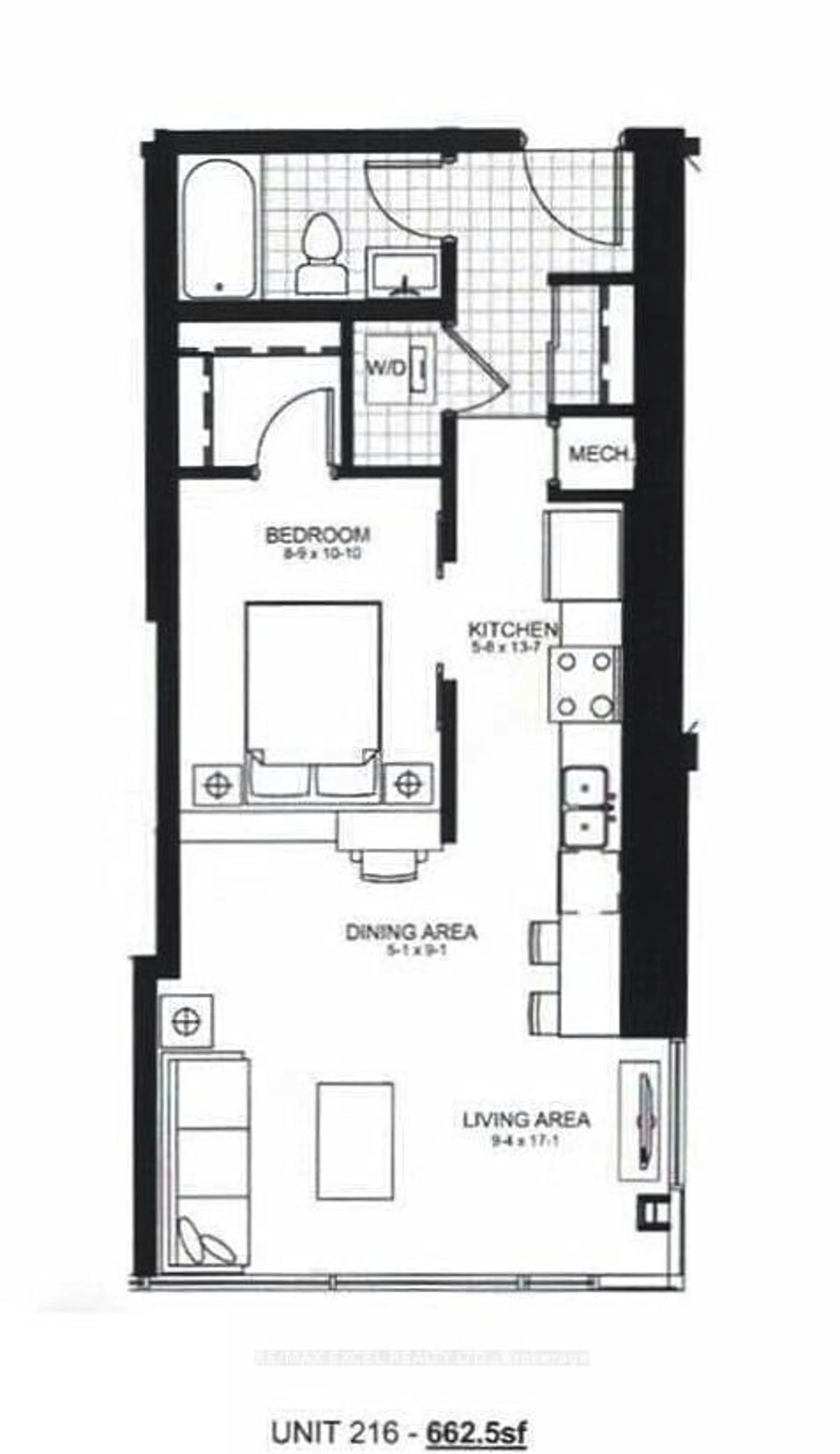 Floor plan for 318 Spruce St #216, Waterloo Ontario N2L 3M7