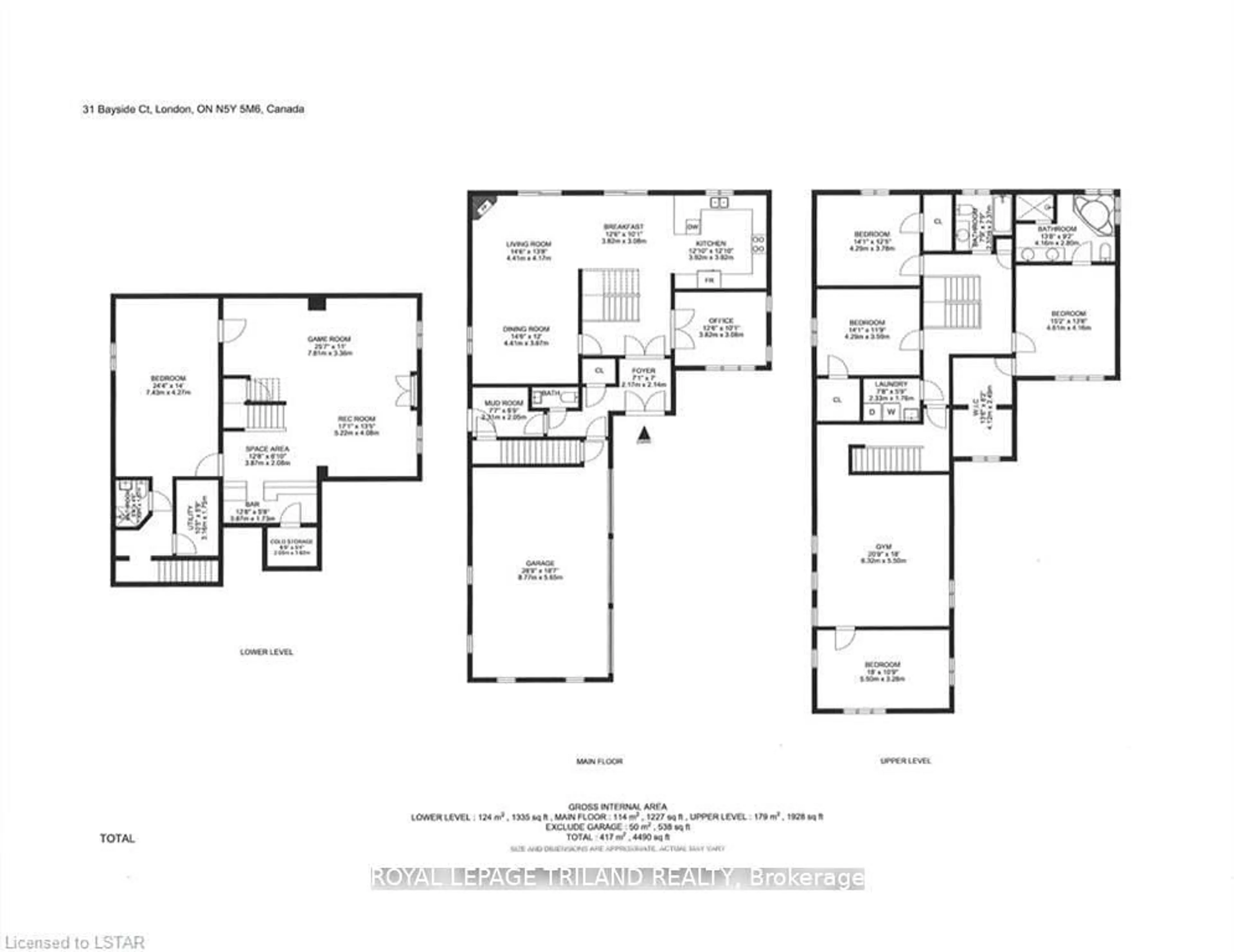 Floor plan for 31 Bayside Crt, London Ontario N5Y 5M6