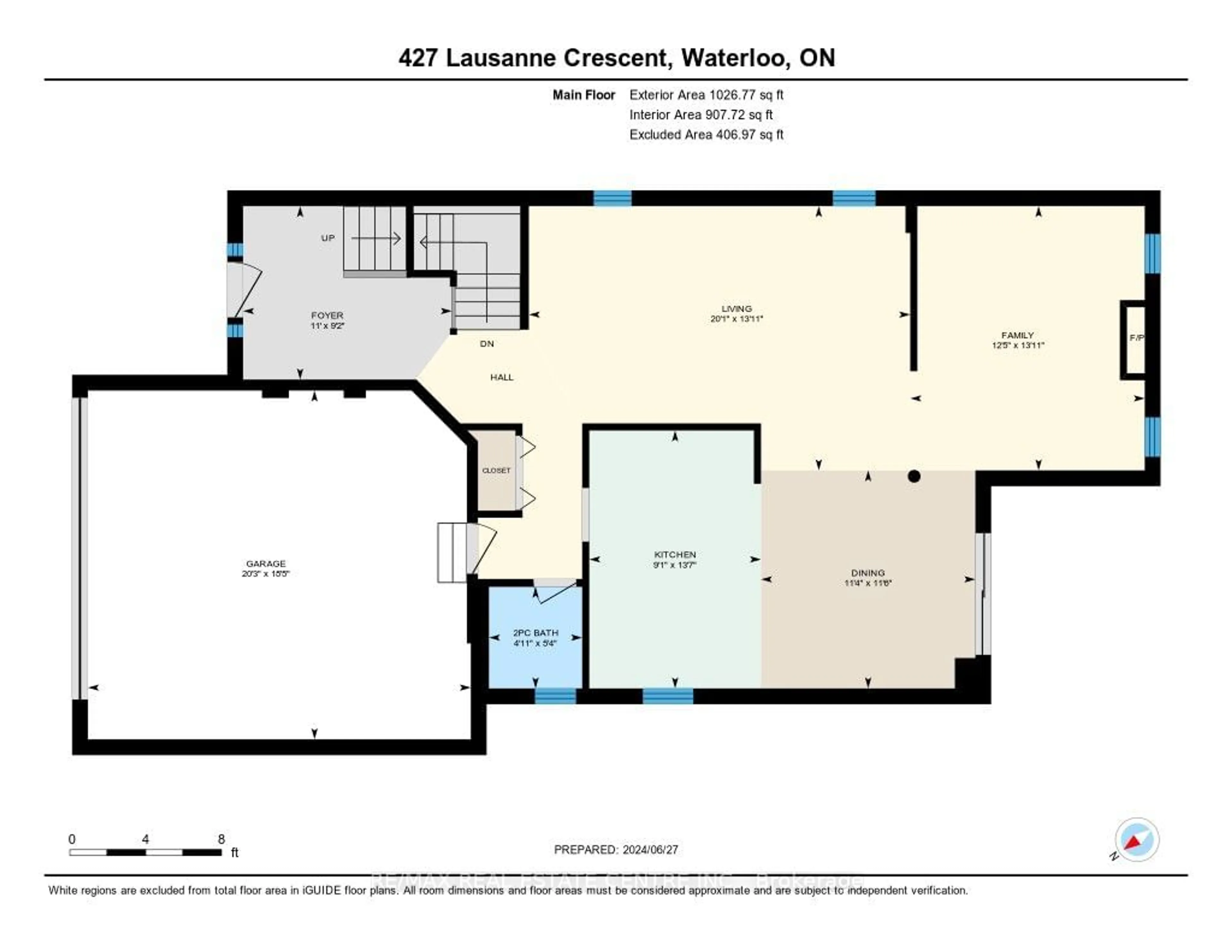 Floor plan for 427 Lausanne Cres, Waterloo Ontario N2T 2X6