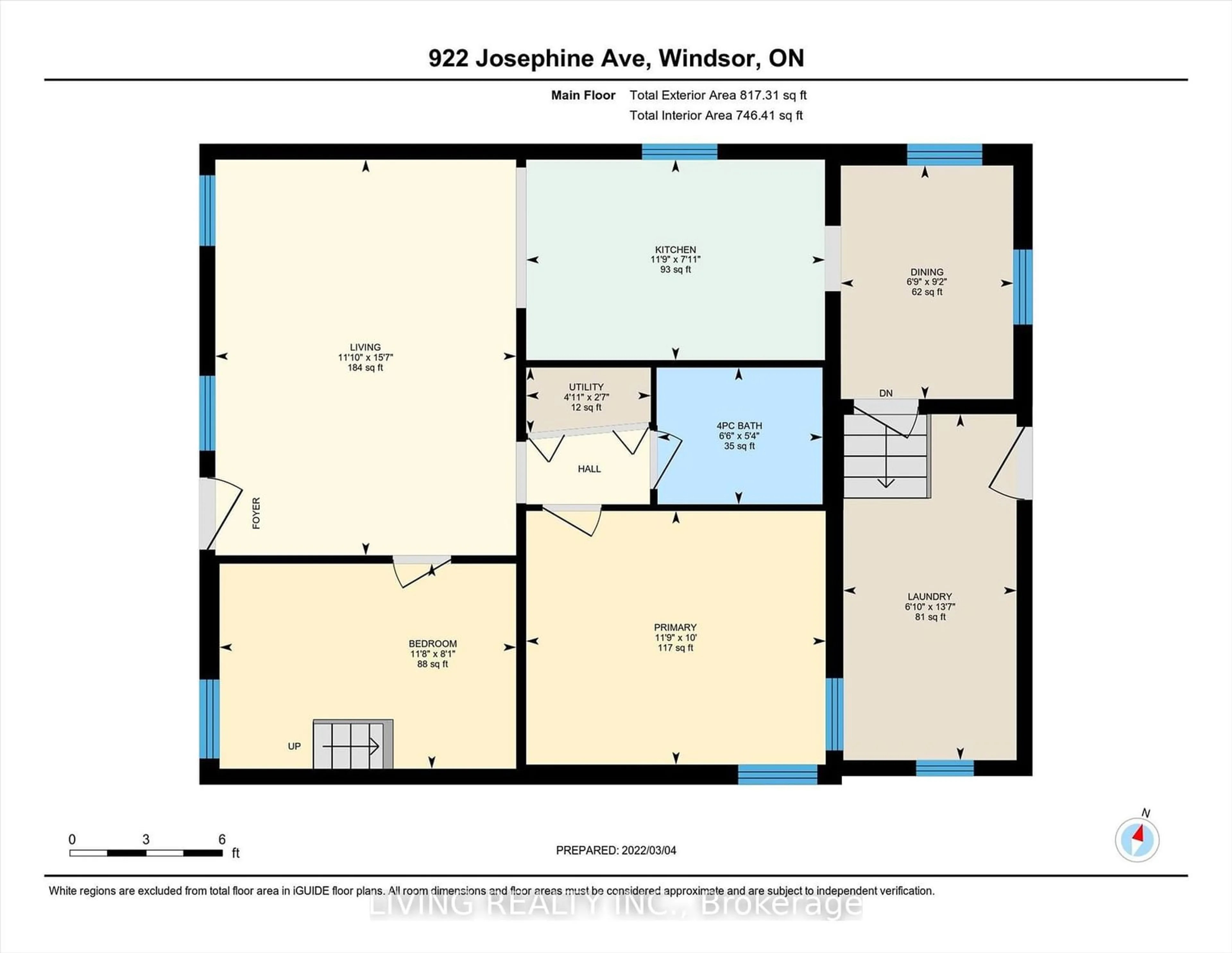 Floor plan for 922 Josephine Ave, Windsor Ontario N9B 2L5