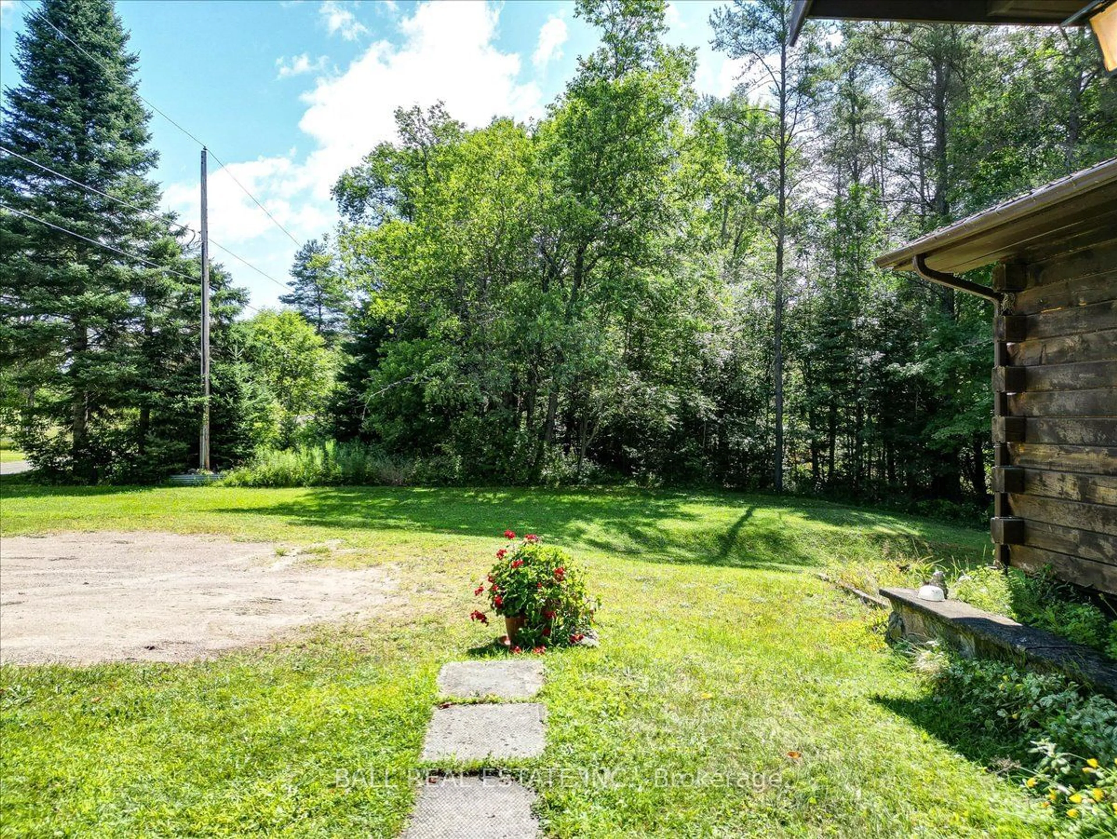 Patio, the fenced backyard for 22 High St, Wollaston Ontario K0L 1P0