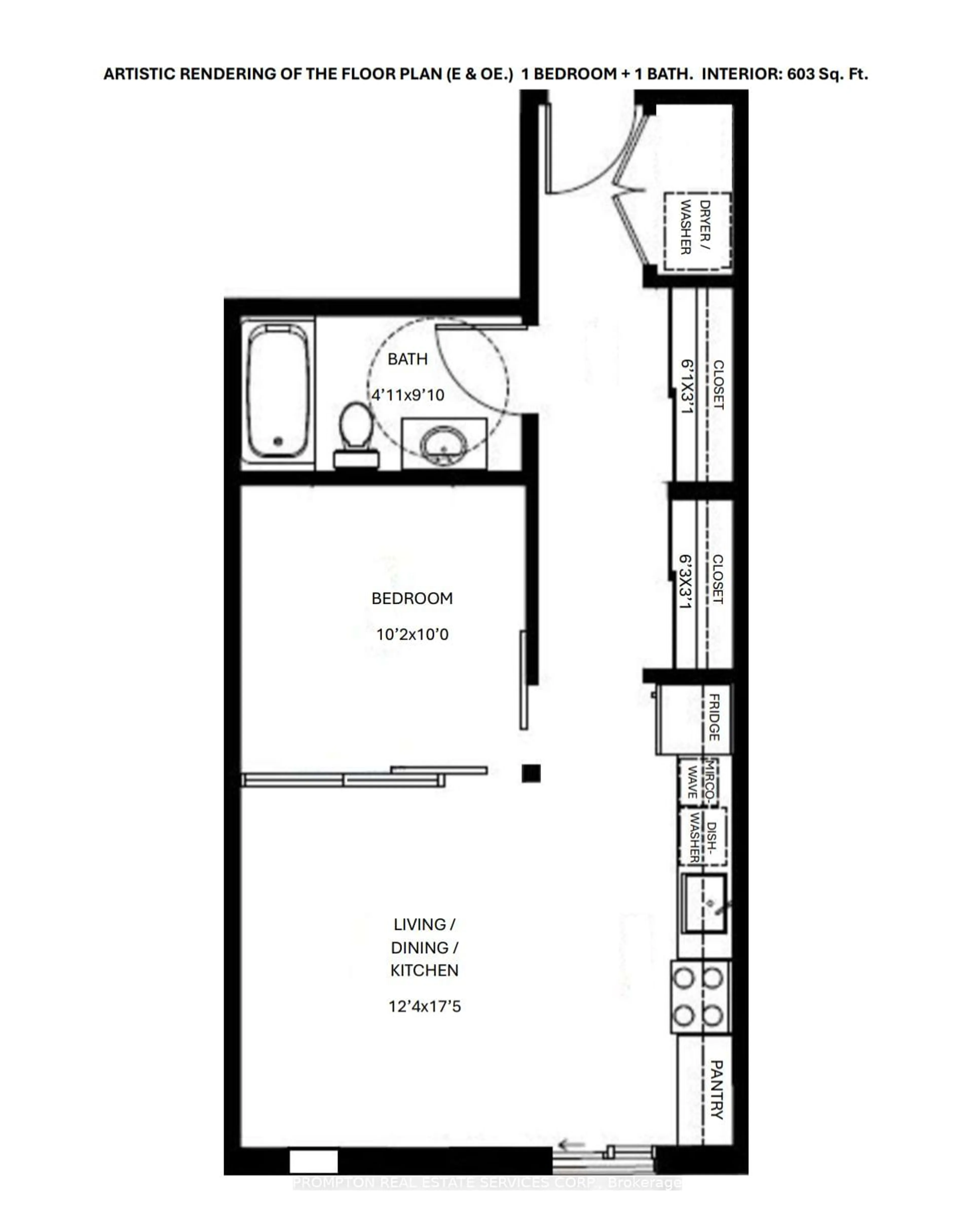 Floor plan for 121 King St #502, Hamilton Ontario L8N 1A9