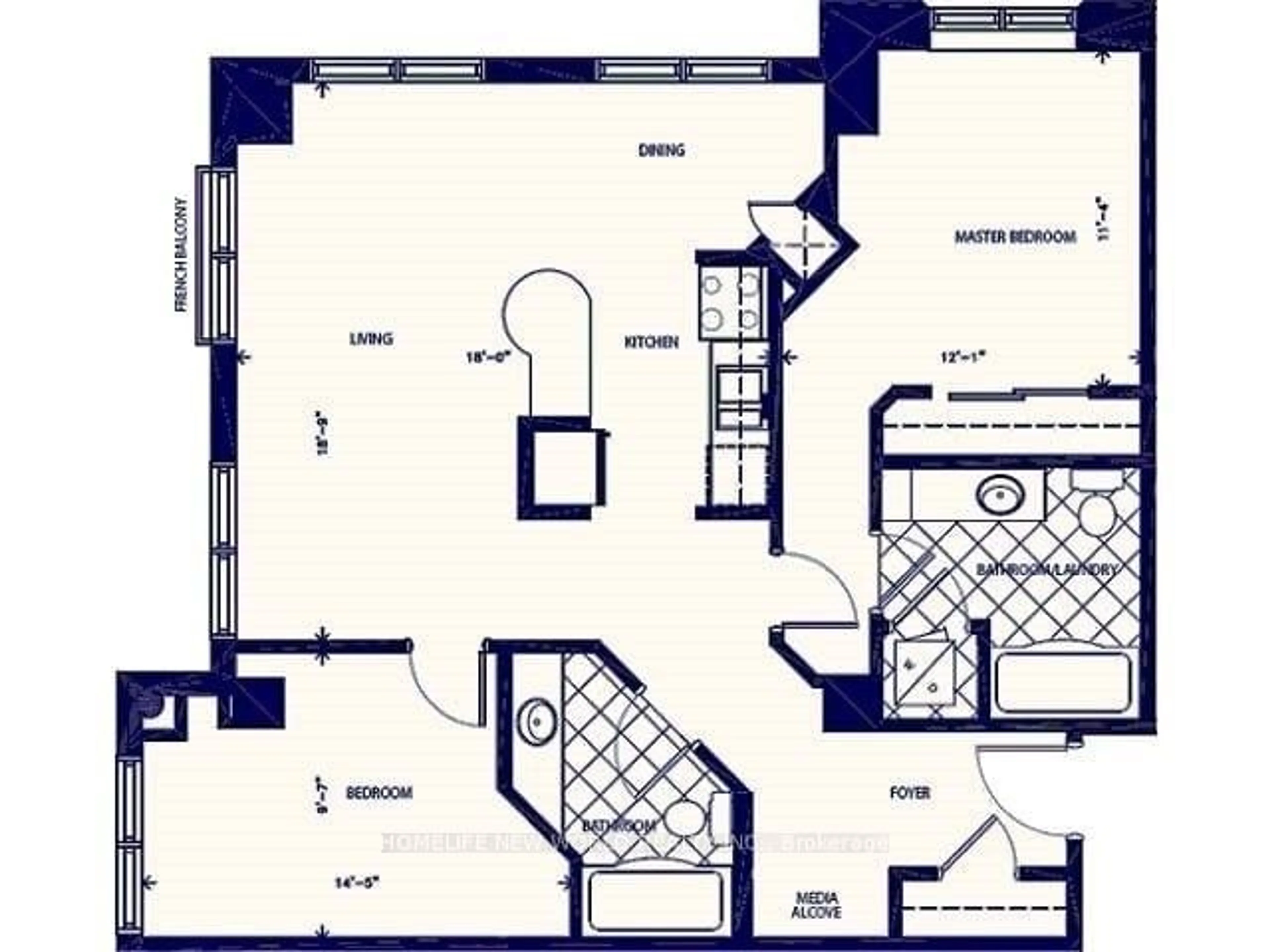 Floor plan for 135 James St #1401, Hamilton Ontario L8P 2Z6