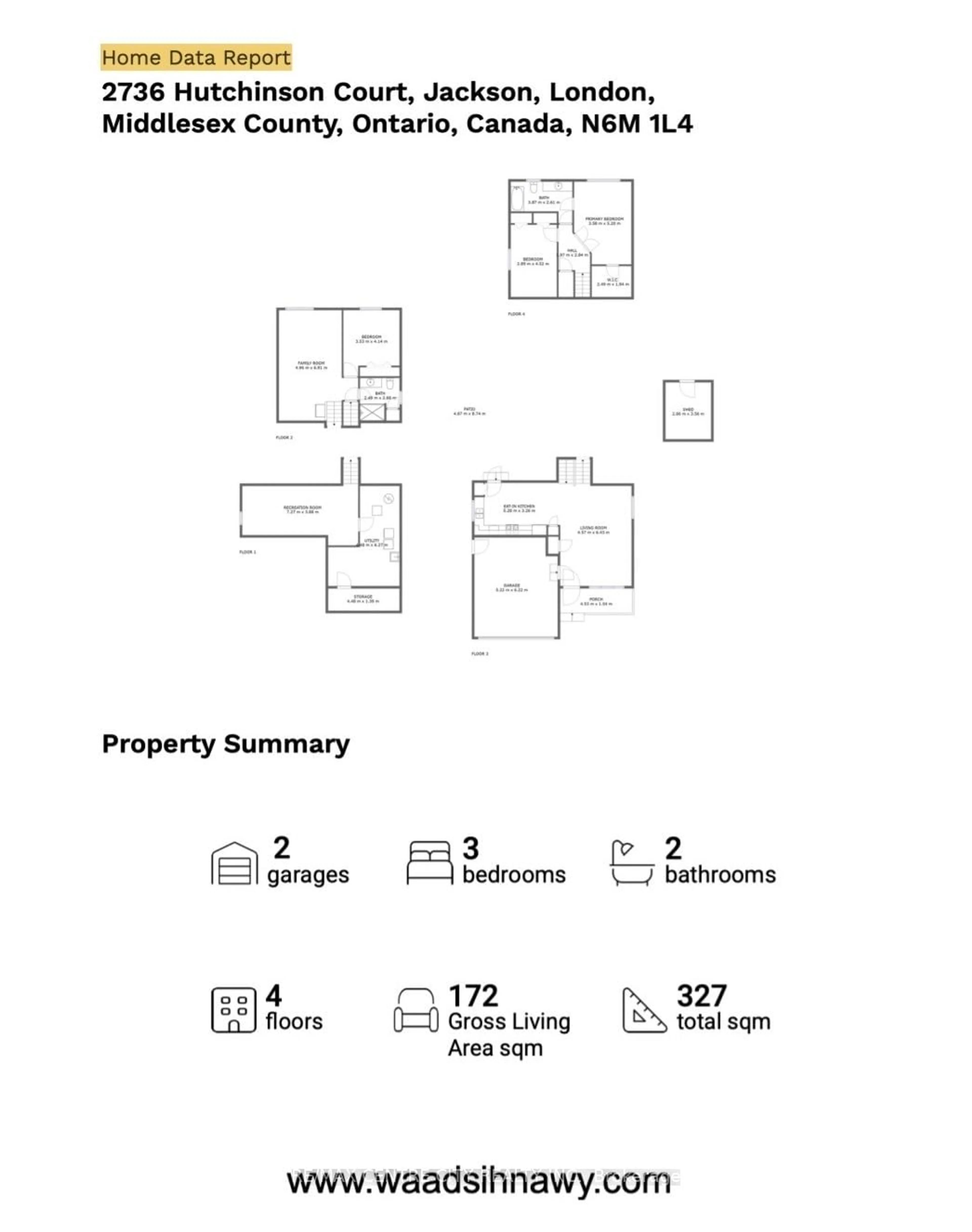 Floor plan for 2736 Hutchinson Crt, London Ontario N6M 1L4