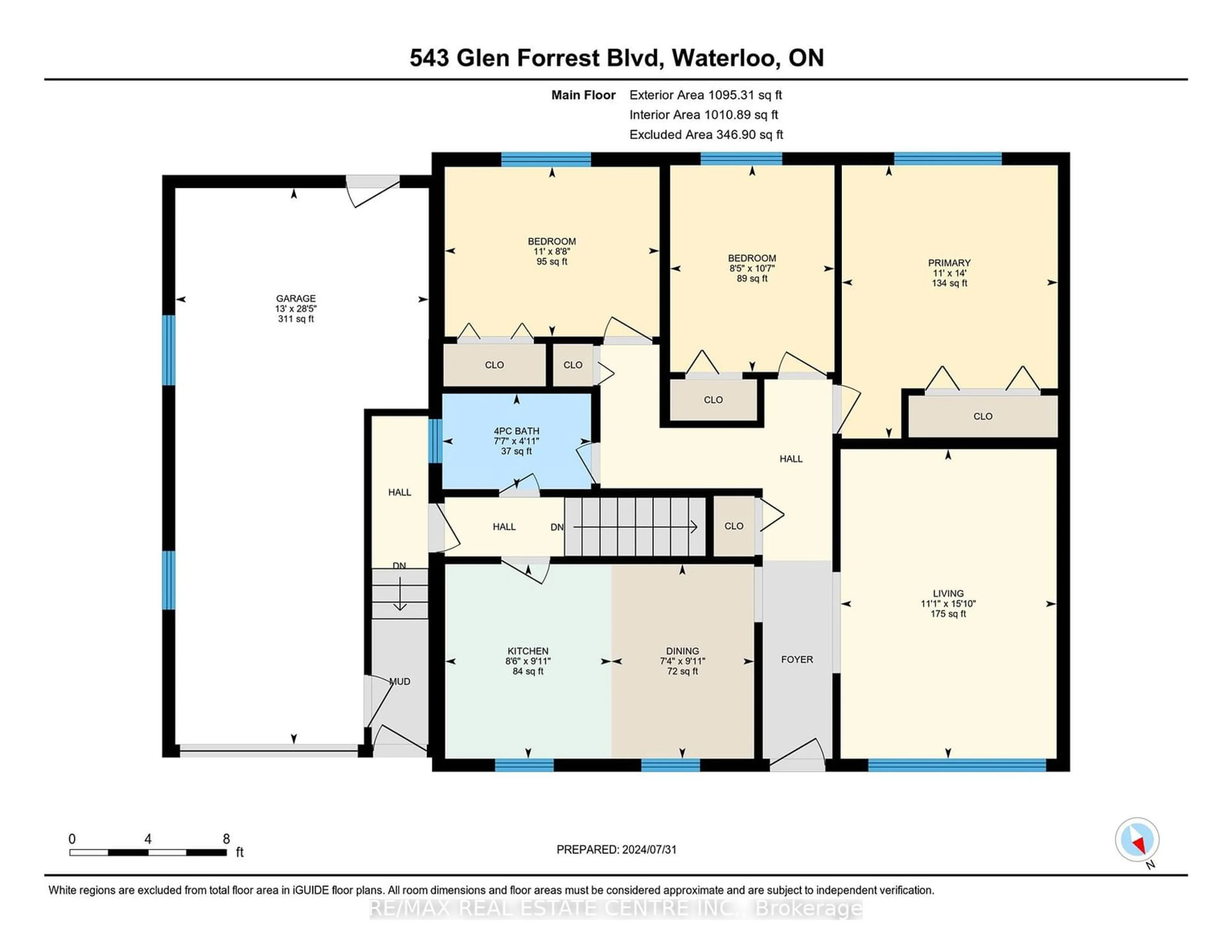 Floor plan for 543 Glen Forrest Blvd, Waterloo Ontario N2L 4J3