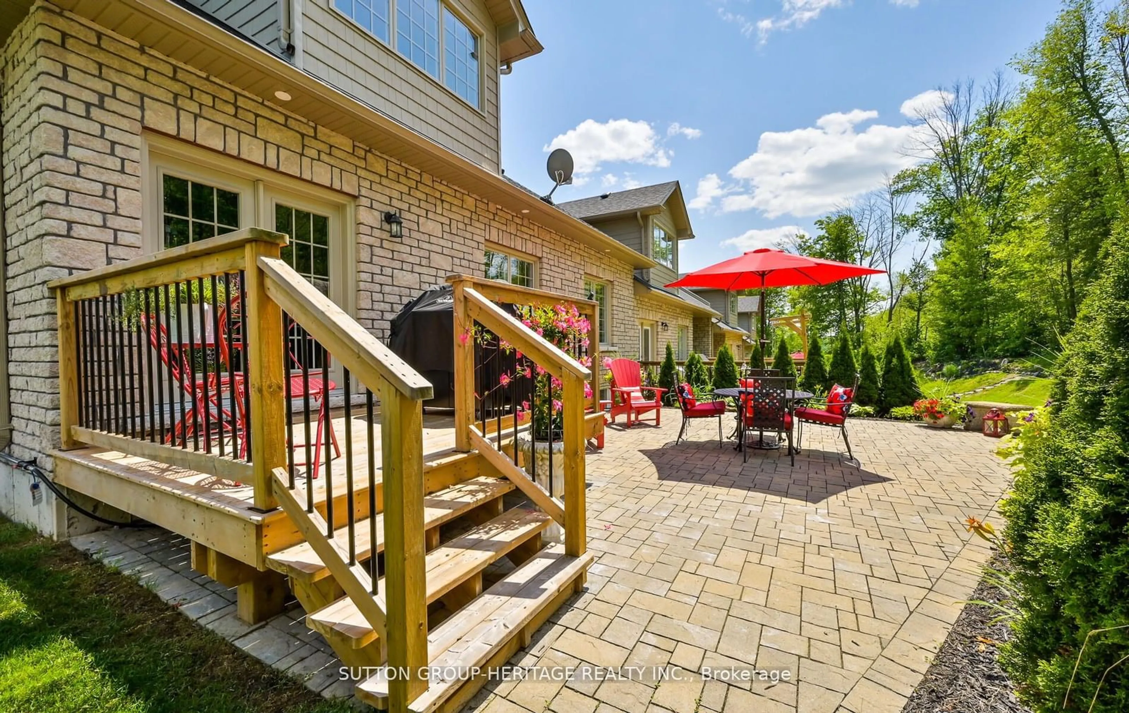 Patio, the fenced backyard for 120 Orchard Way, Trent Hills Ontario K0K 3K0