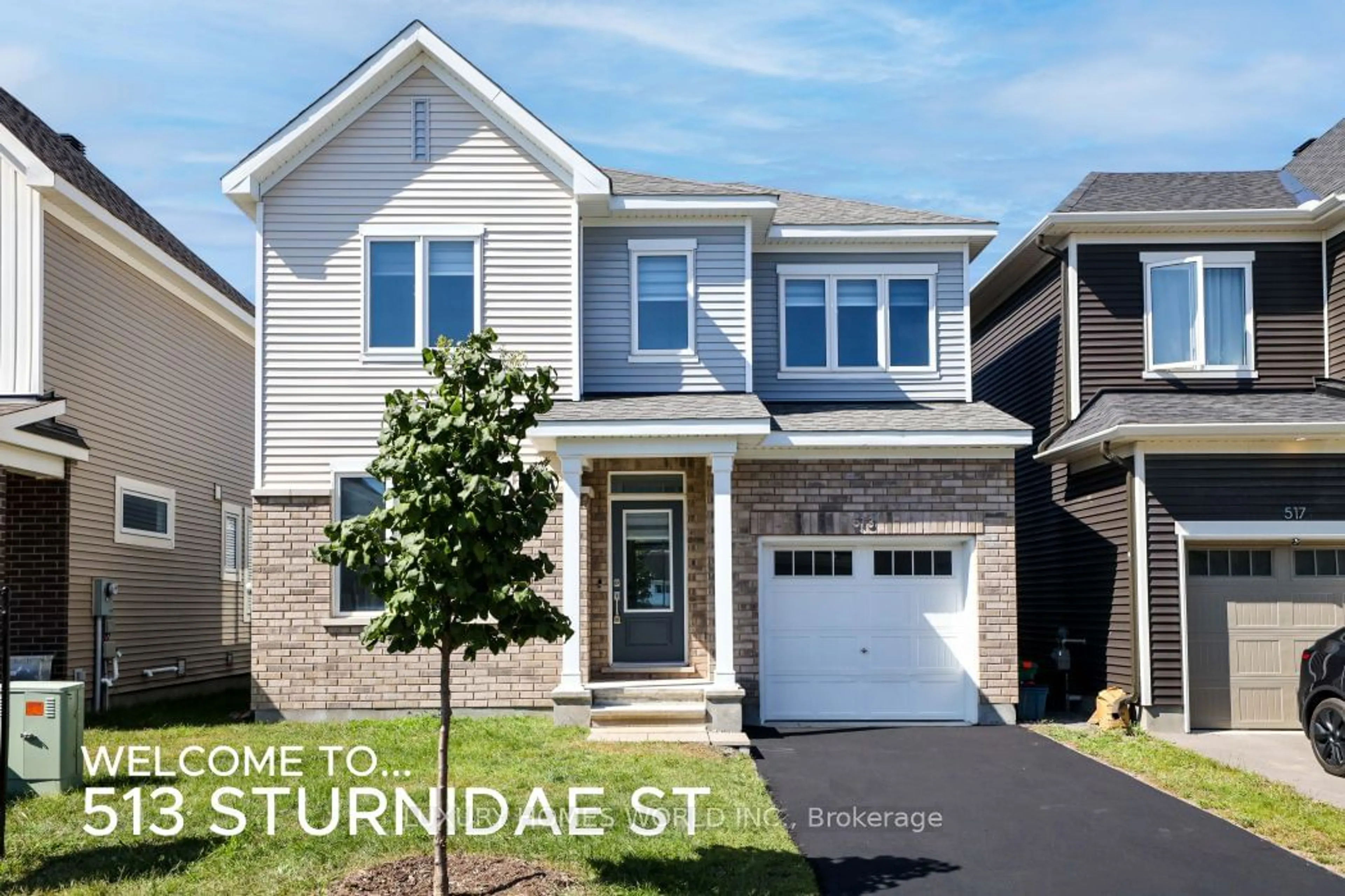 Frontside or backside of a home, the street view for 513 Sturnidae St, Barrhaven Ontario K2J 6W9