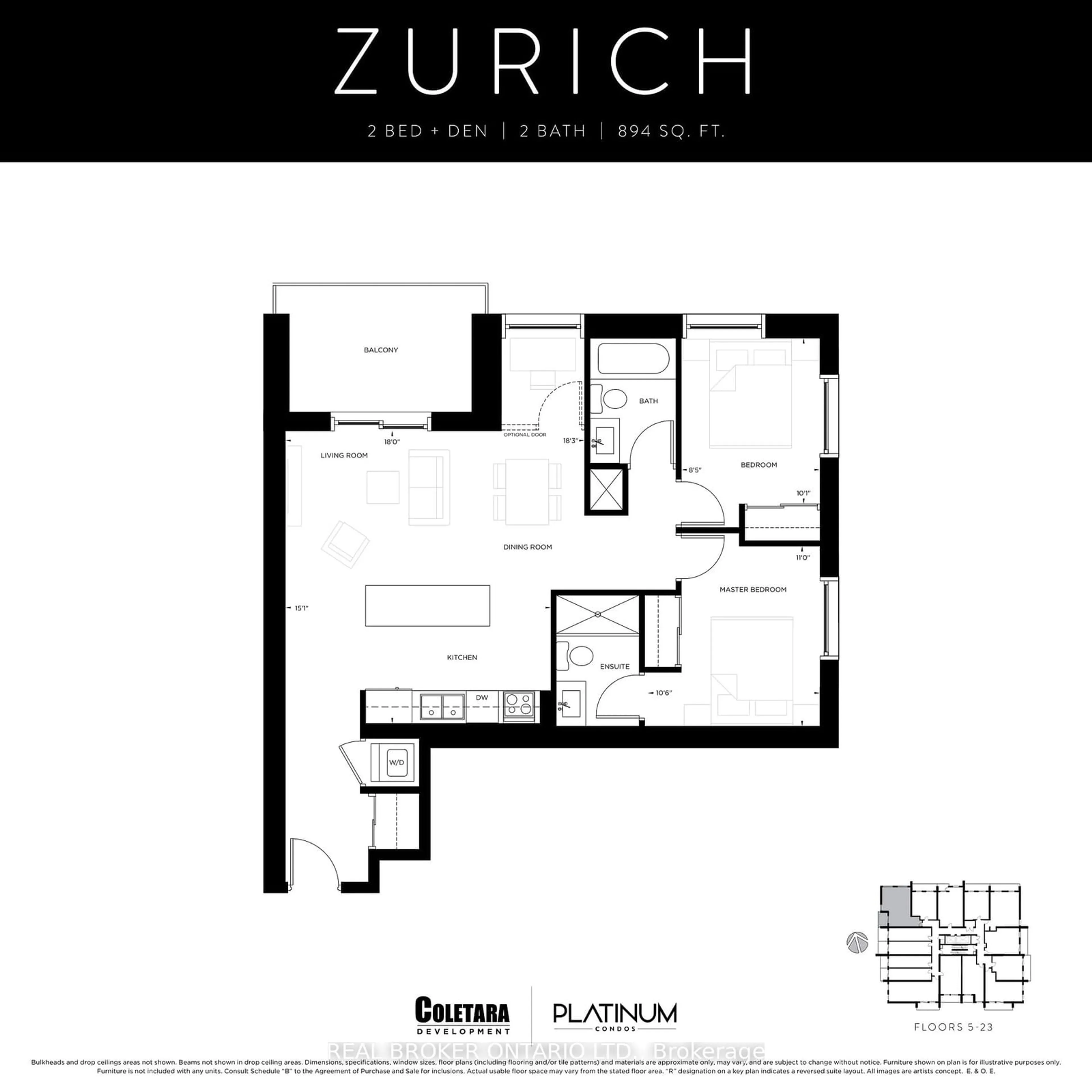 Floor plan for 15 Queent St #507, Hamilton Ontario L8P 0C6