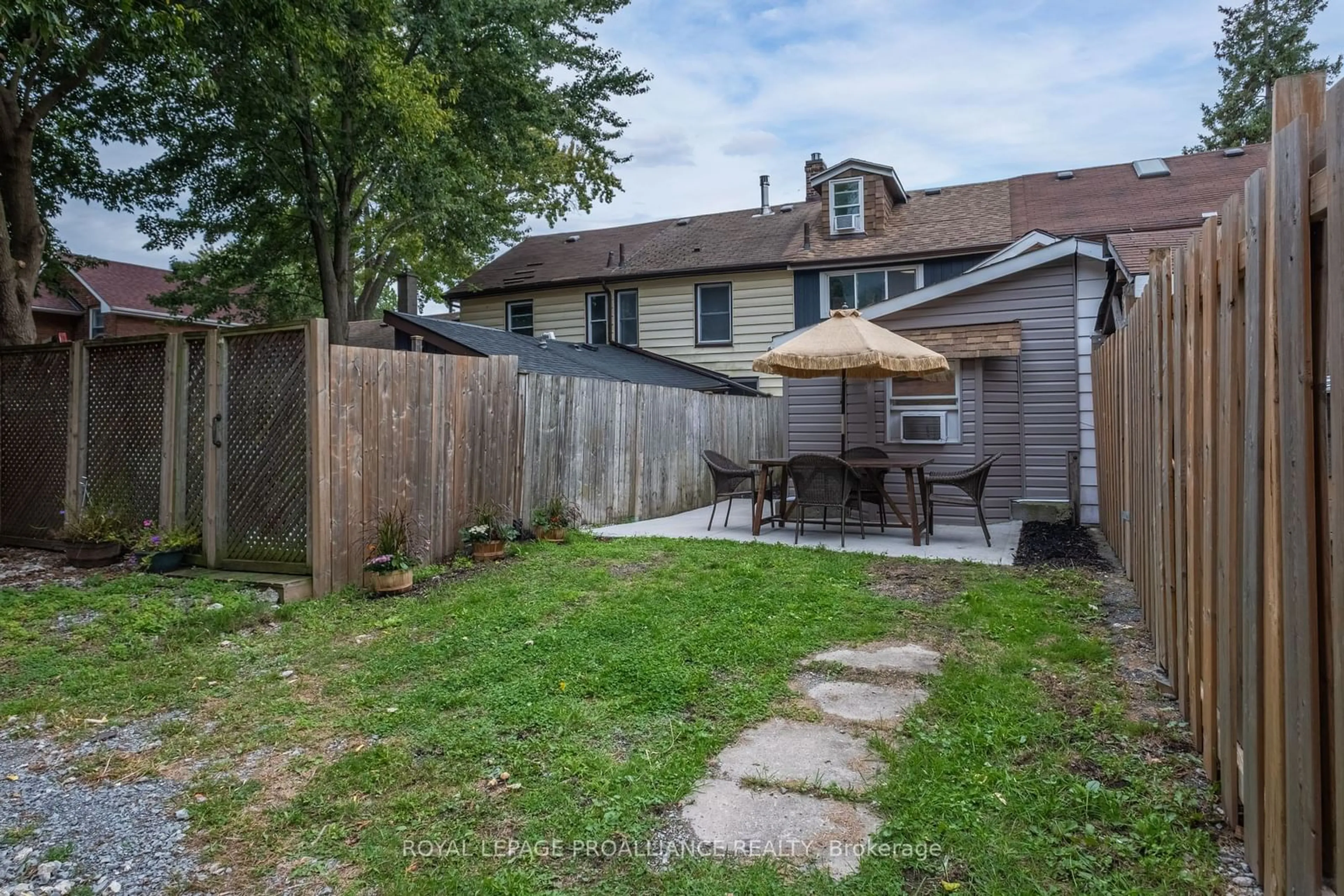 Patio, the fenced backyard for 149 Charles St, Kingston Ontario K7K 1V8