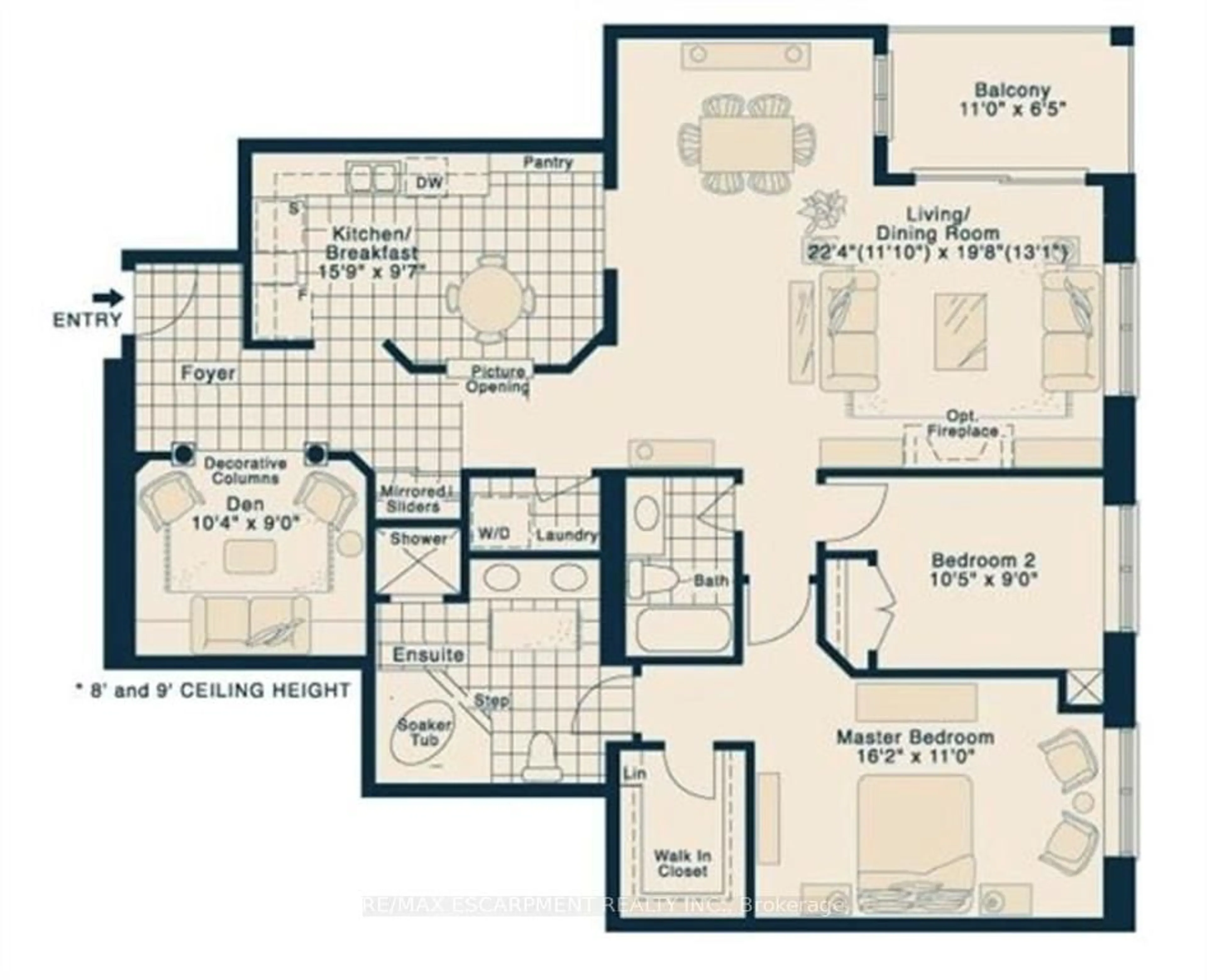 Floor plan for 1000 Creekside Dr #501, Hamilton Ontario L9H 7S6