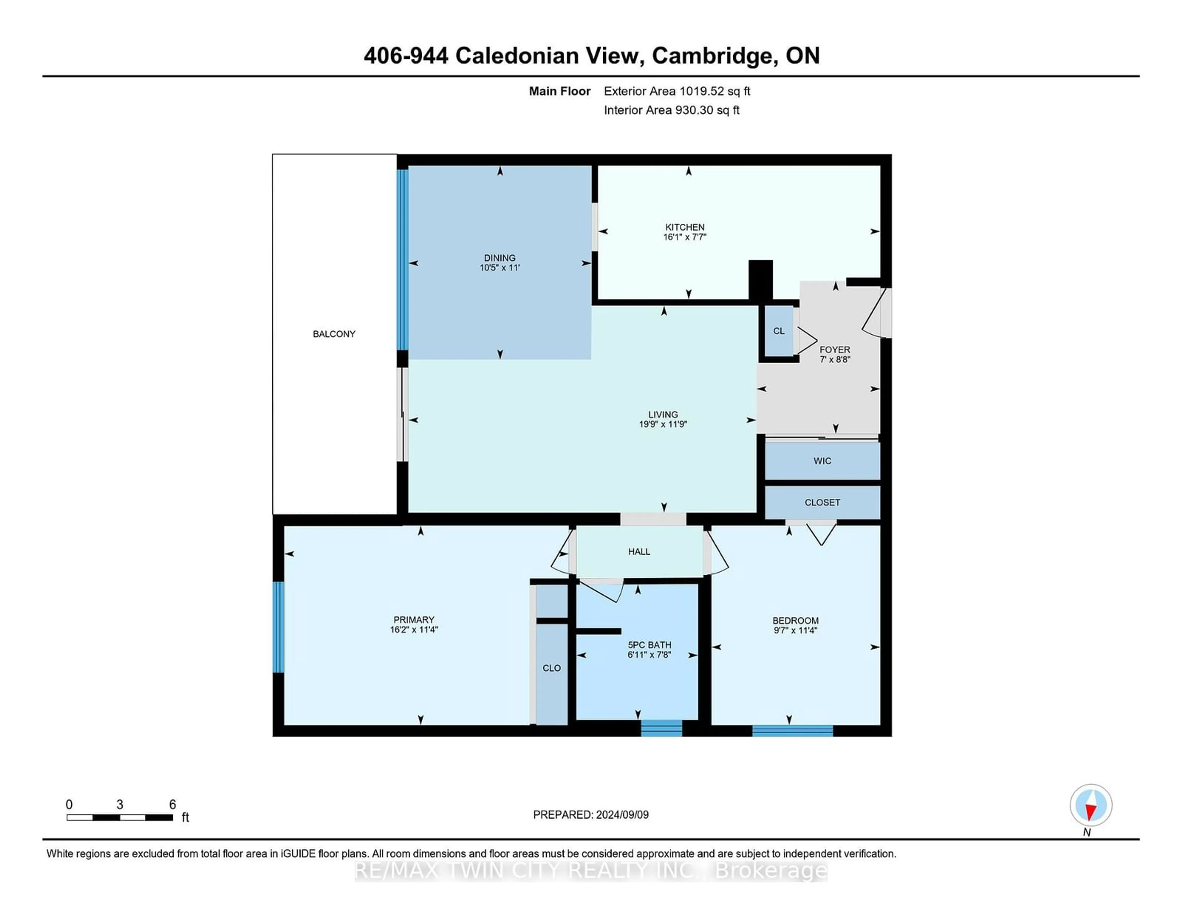 Floor plan for 944 Caledonian View #406, Cambridge Ontario N3H 1A5