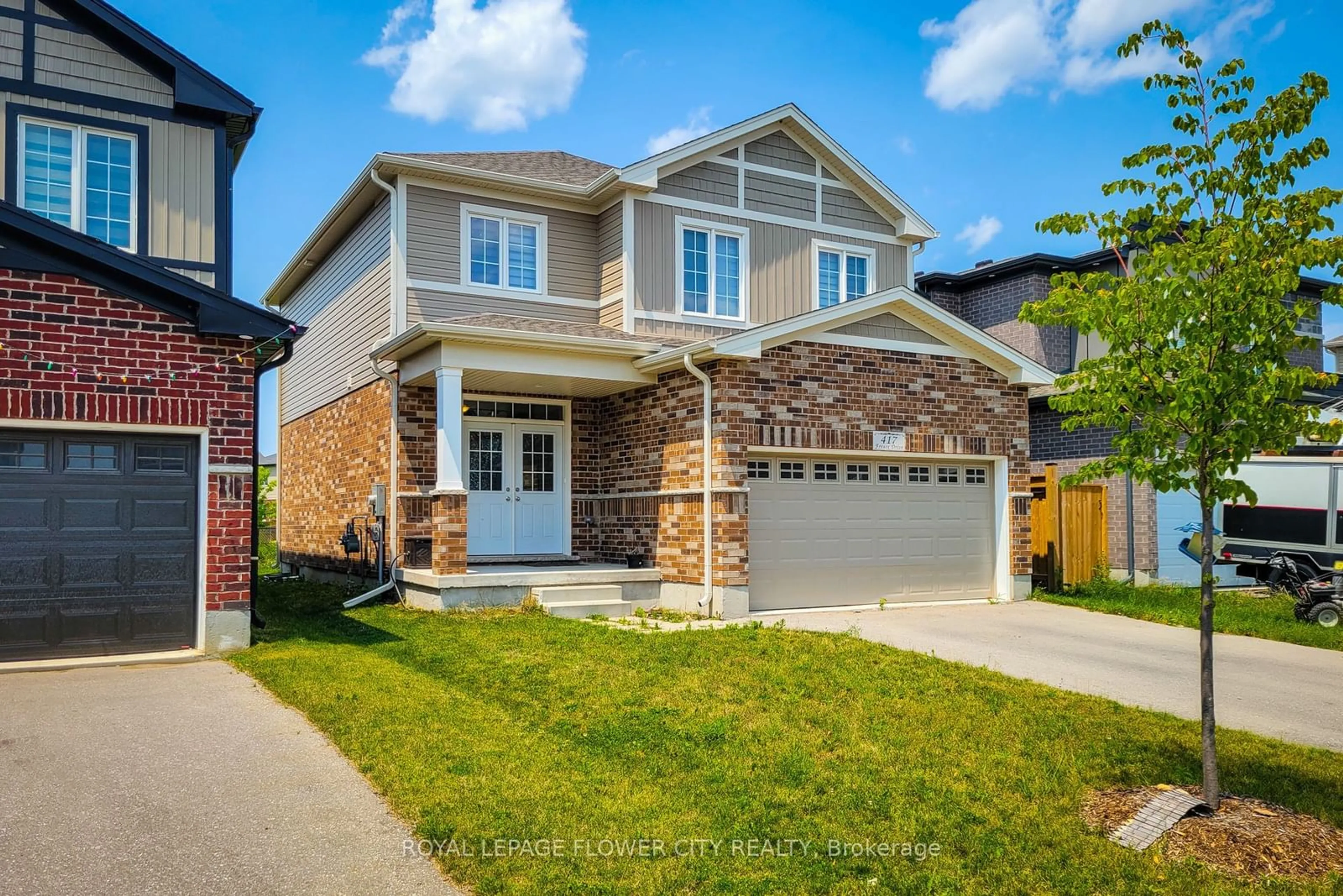 Home with brick exterior material for 417 Freure Dr, Cambridge Ontario N1S 0B4