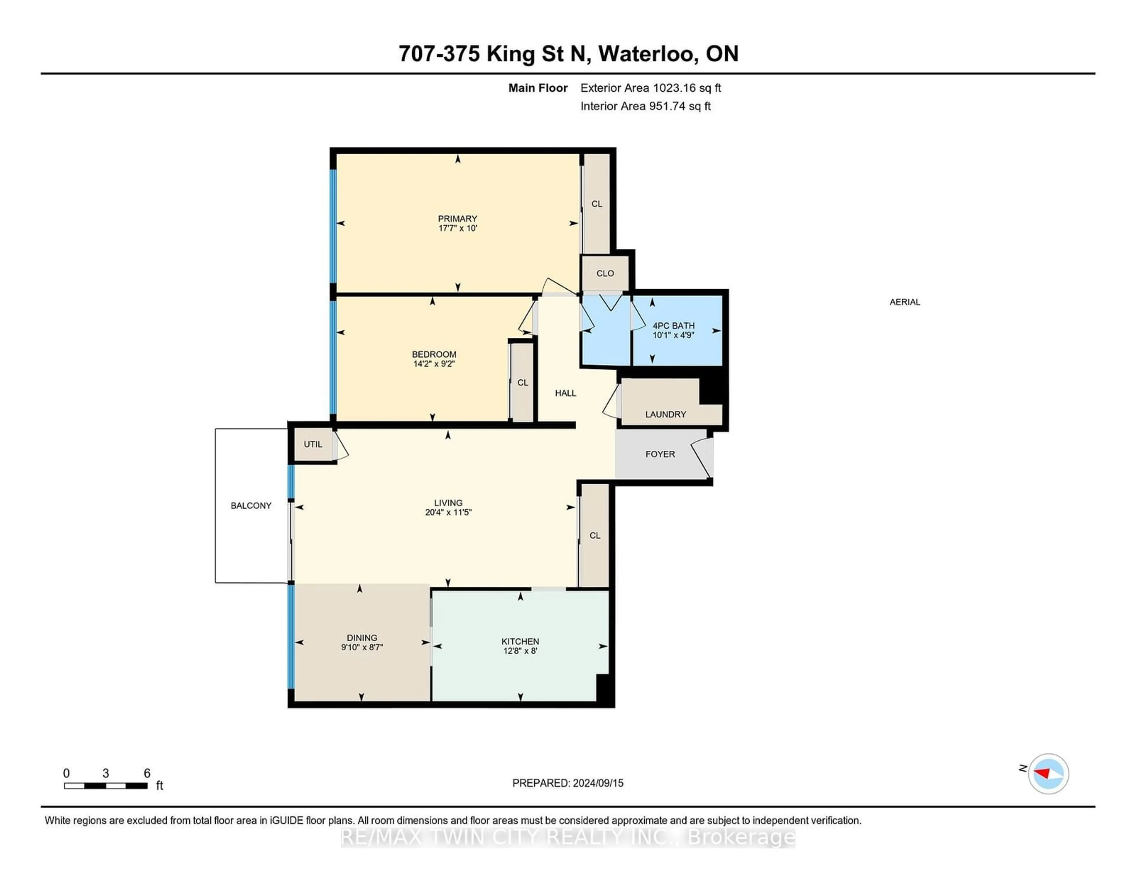 Floor plan for 375 King St #707, Waterloo Ontario N2J 4L6