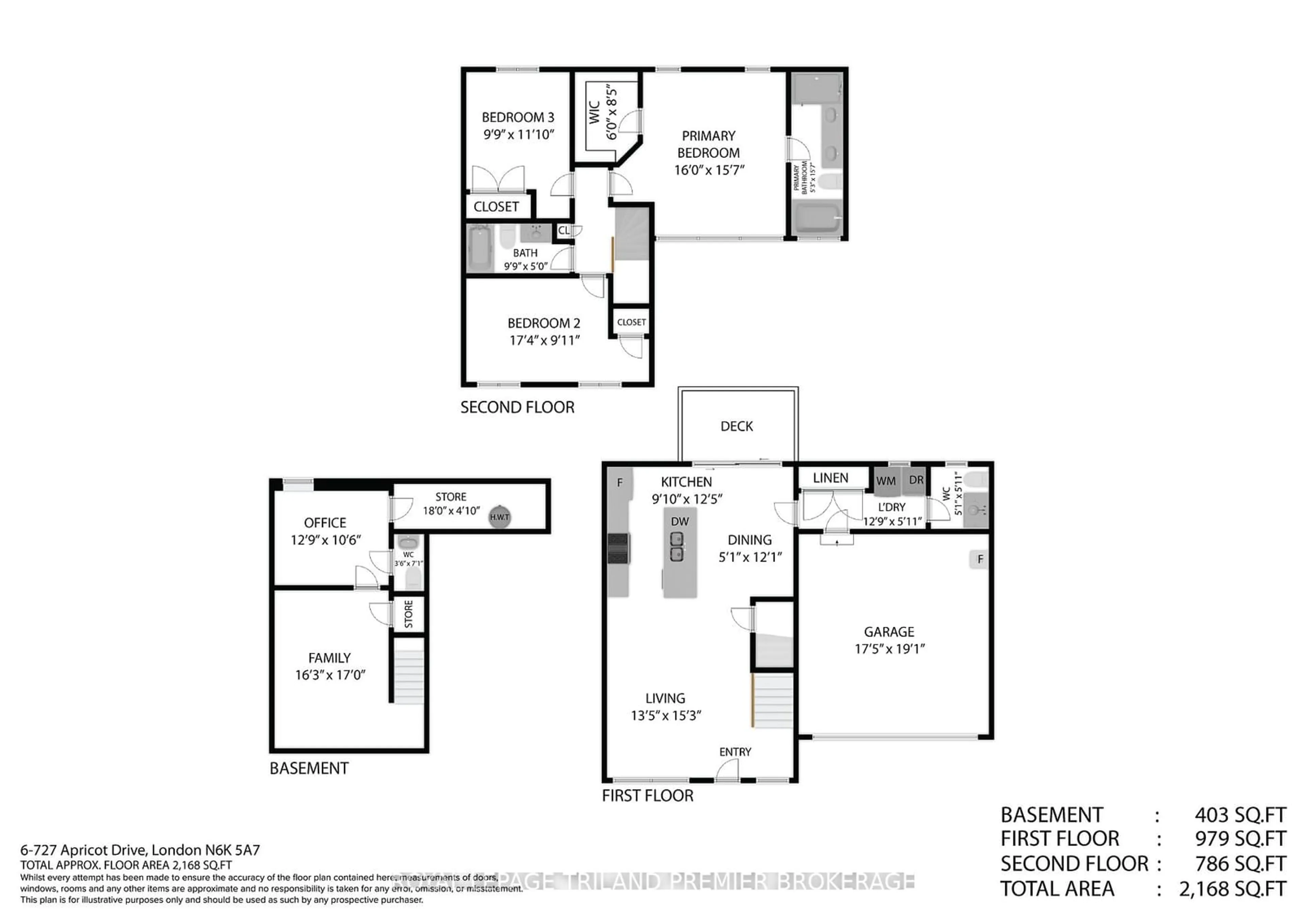 Floor plan for 727 Apricot Dr #6, London Ontario N6K 5A7