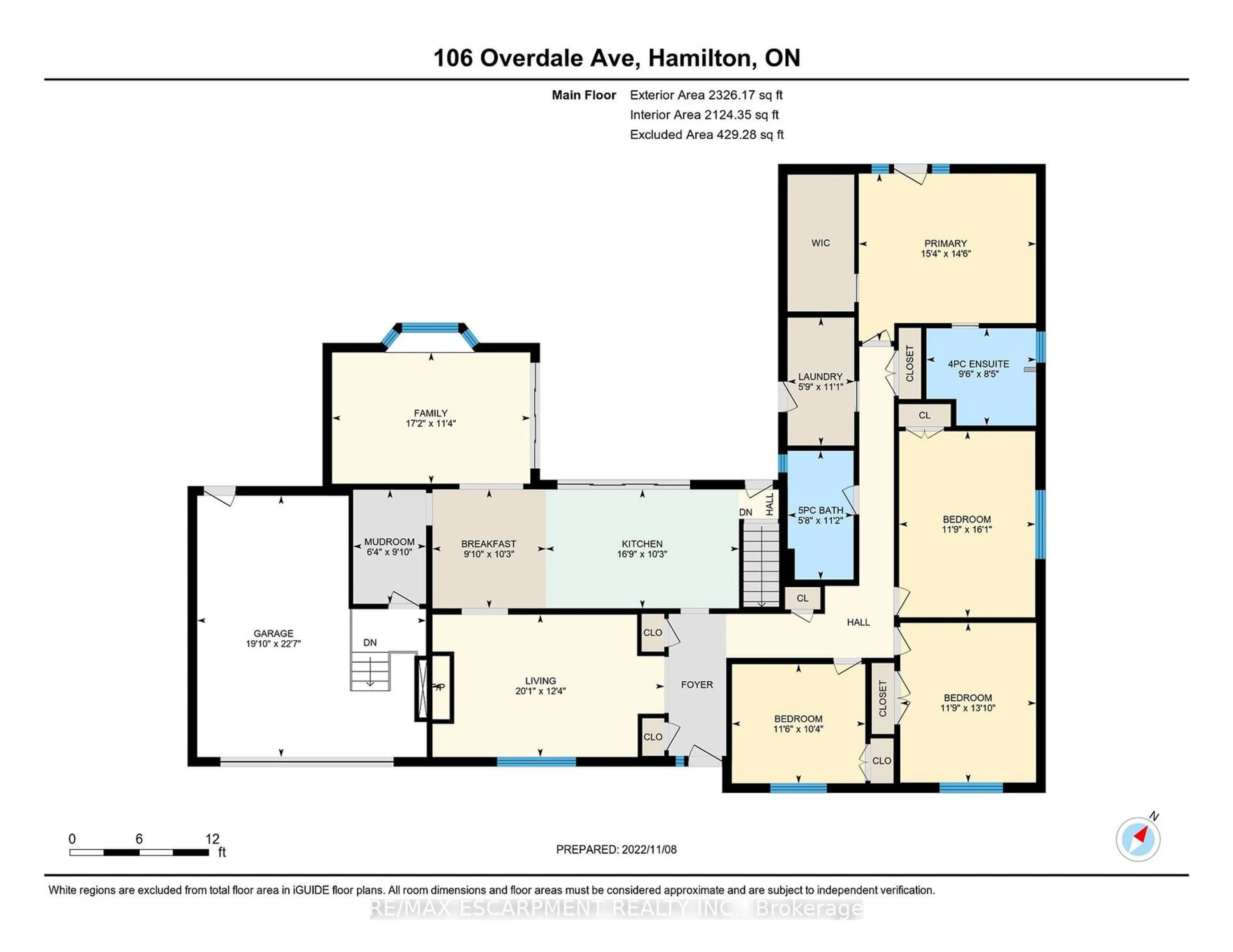 Floor plan for 106 Overdale Ave, Hamilton Ontario L9H 7G3