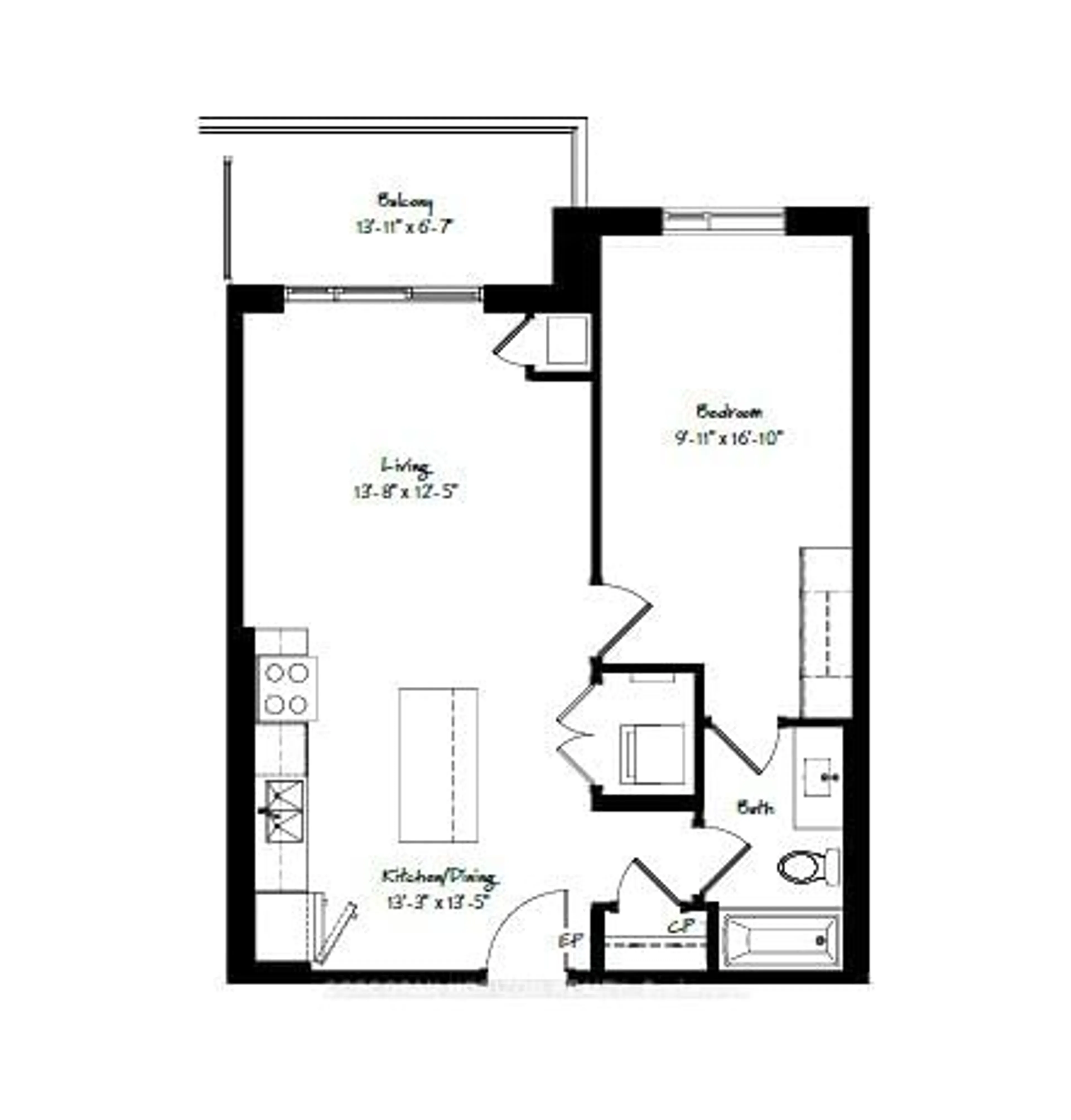 Floor plan for 525 New Dundee Rd #811, Kitchener Ontario N2P 0K8