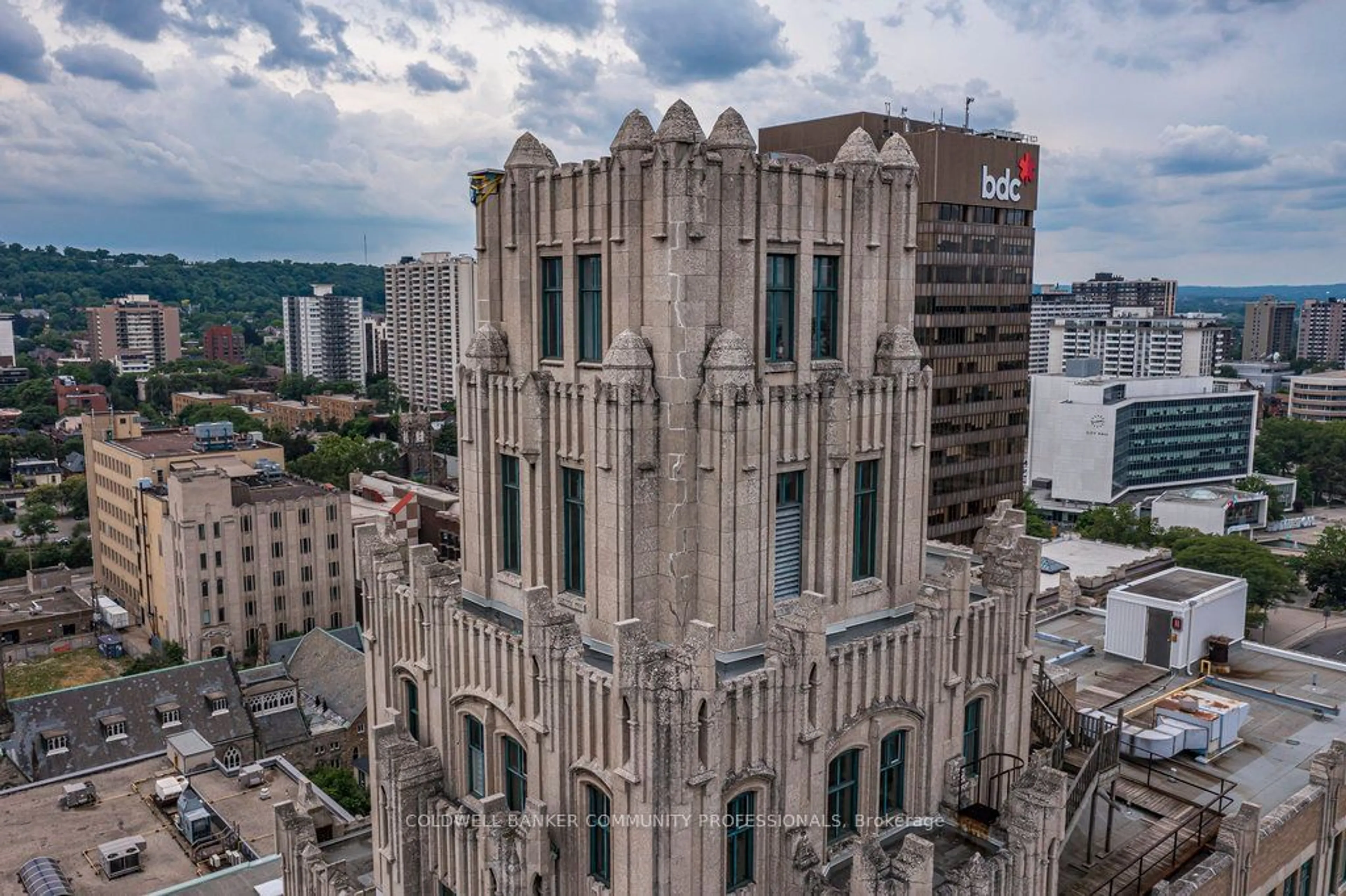 A pic from outside/outdoor area/front of a property/back of a property/a pic from drone, city buildings view from balcony for 36 James St #702, Hamilton Ontario L8P 4W4